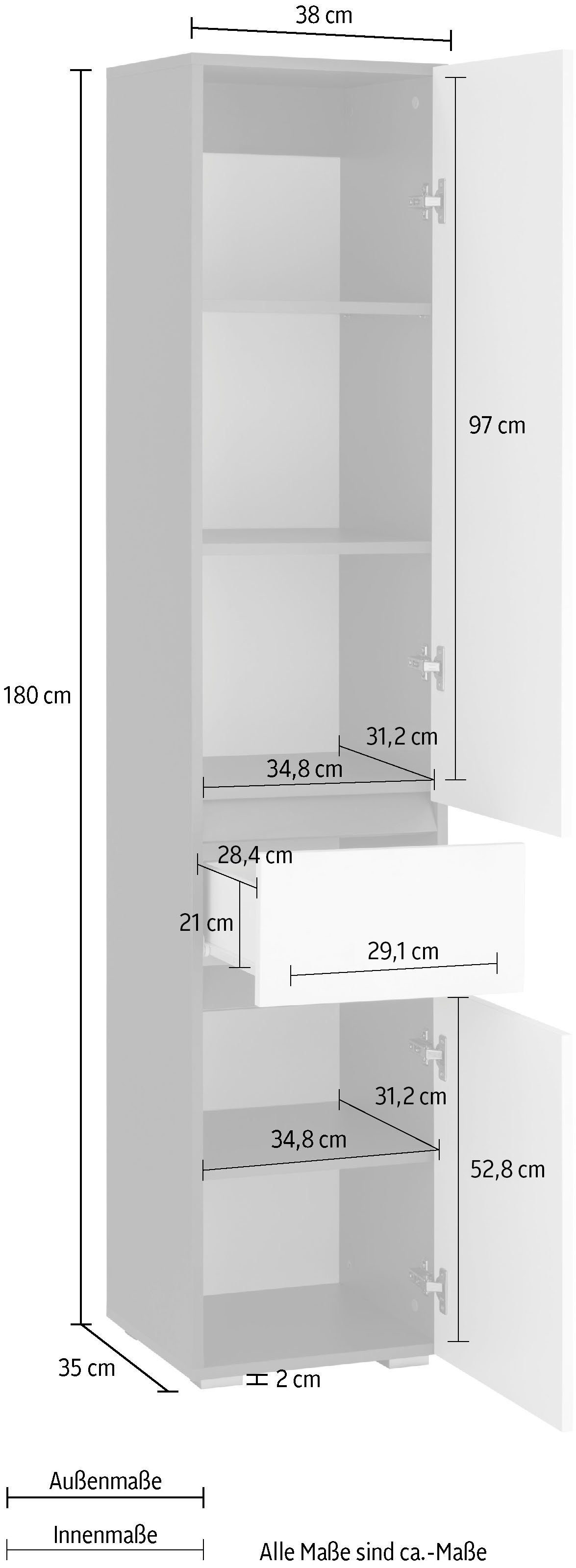 Home affaire Hoge kast Wisla Hoogte 180 cm, met deuren & lade