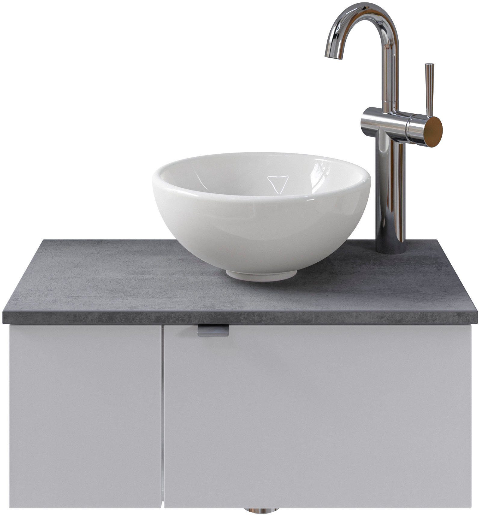 Saphir Wastafelonderkast Serie 6915 wastafel met onderkast voor gastenbadkamer, tweede toilet (3-delig)