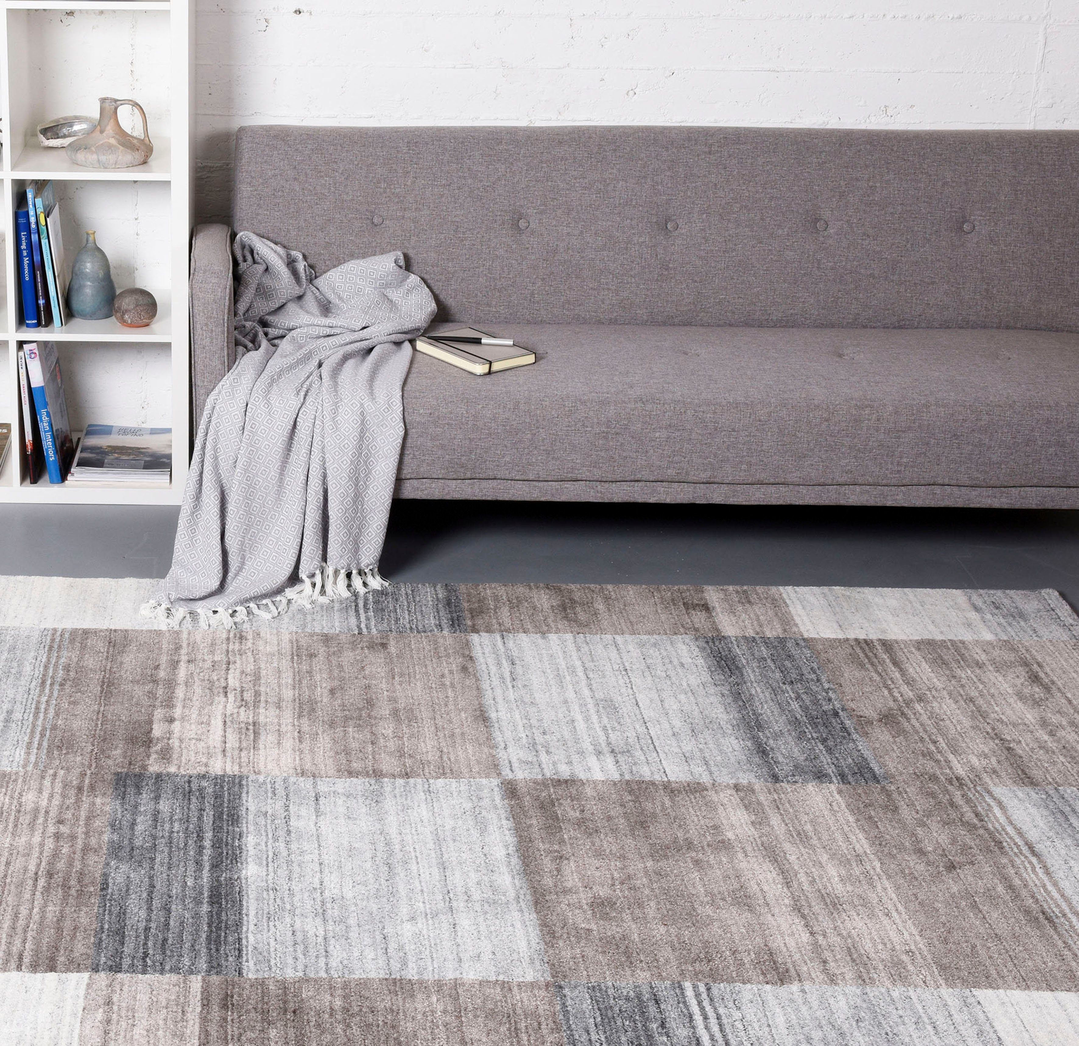 THEKO Vloerkleed MONTANA LUXURY 928-15 Handgeweven vloerkleed, zijde-look, lichte glans, 100% viscose, met de hand geweven