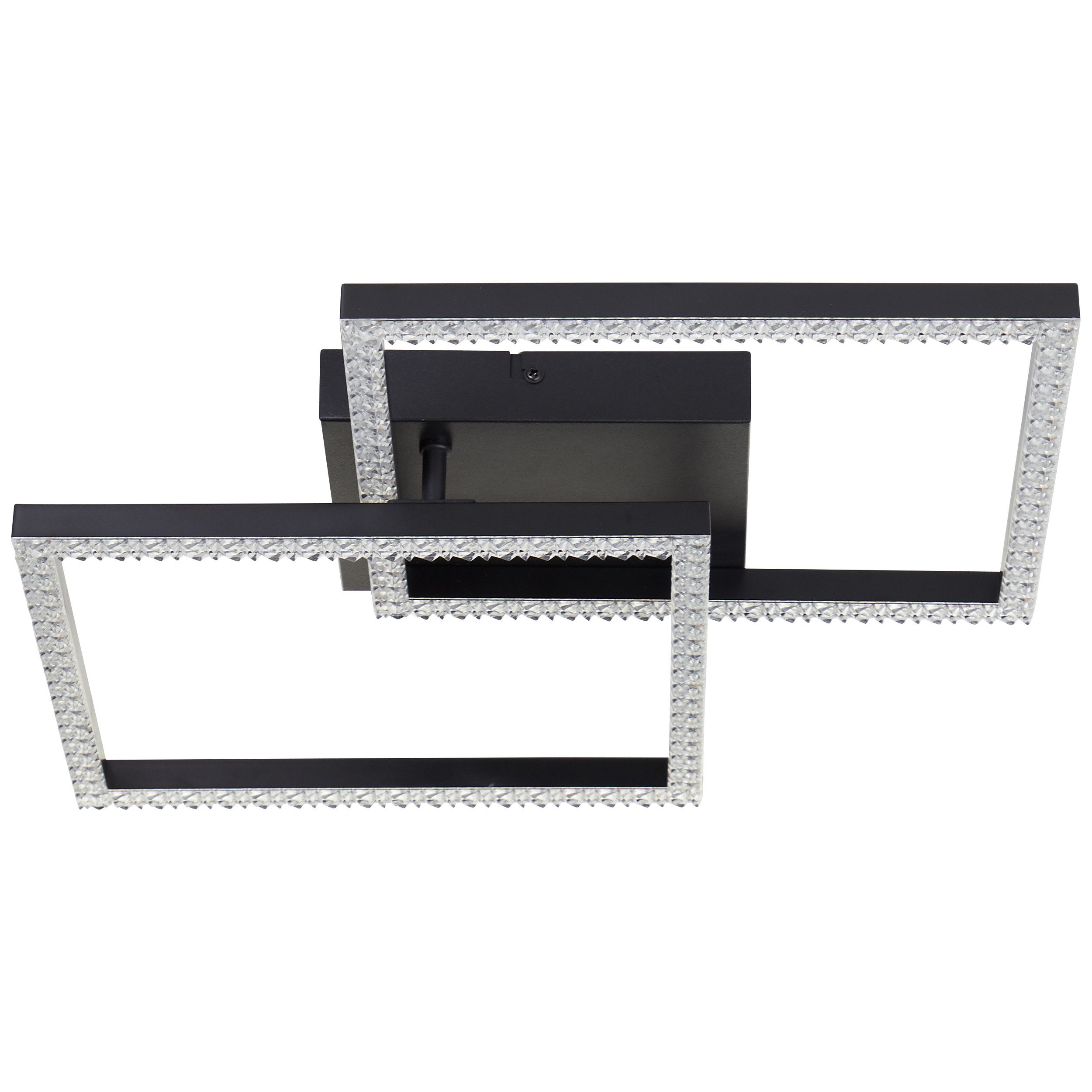 Brilliant Leuchten Led-plafondlamp Ranni 41 x 41, 2700 lm, 4000 k, kristaloptiek, draaibaar, zwart