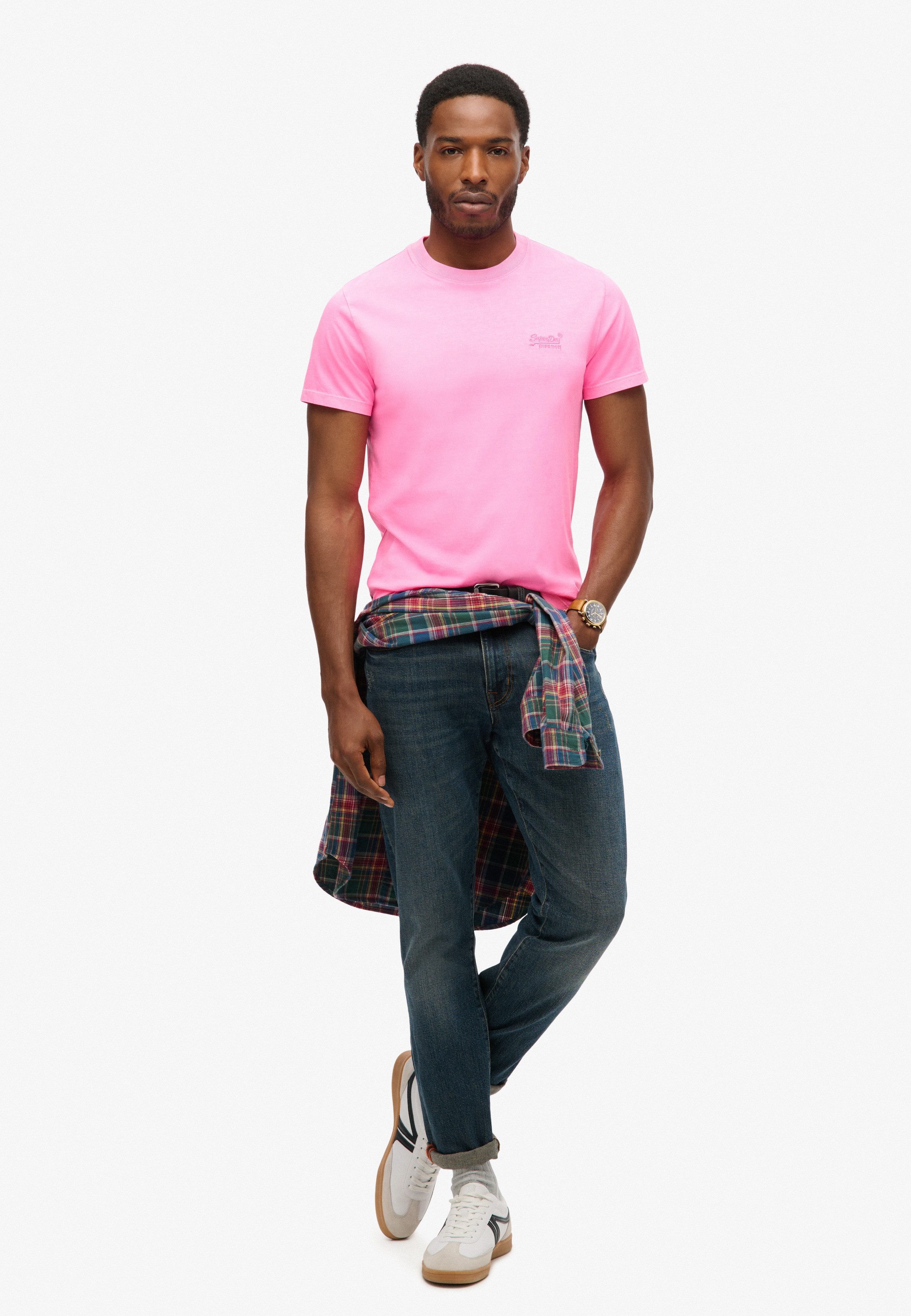 Superdry Shirt met ronde hals ESSENTIAL LOGO EMB NEON TEE