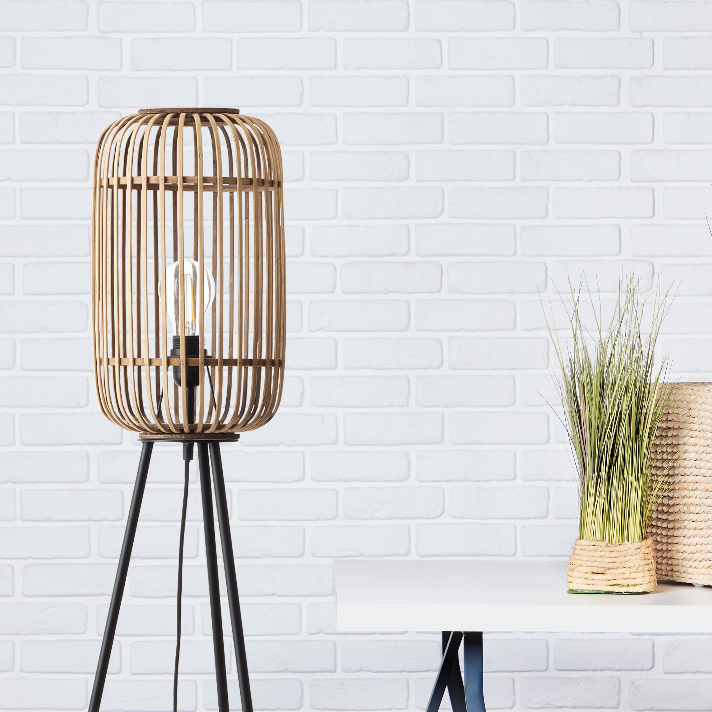 Brilliant Leuchten Staande lamp Woodrow Vloerlamp, driepotig hout (1 stuk)