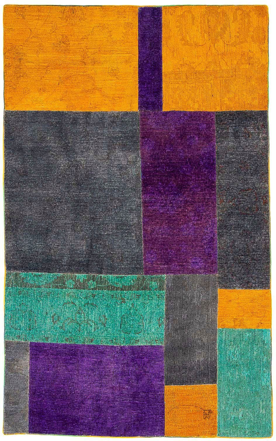 morgenland Wollen kleed Patchwork patchwork 240 x 170 cm Handgeknoopt