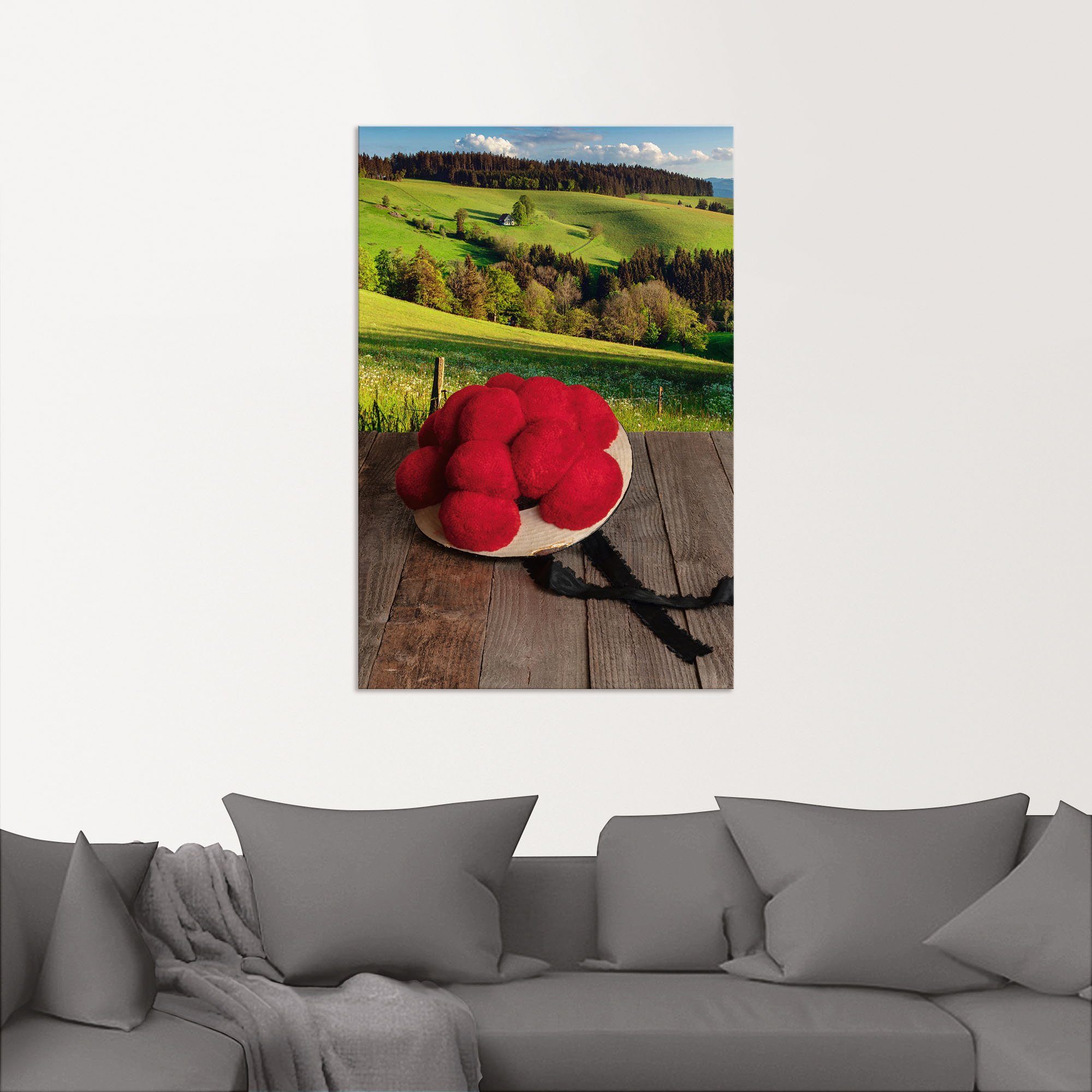 Artland Artprint Bollenhut uit het Zwarte Woud op een houten tafel als artprint van aluminium, artprint voor buiten, artprint op linnen in verschillende maten