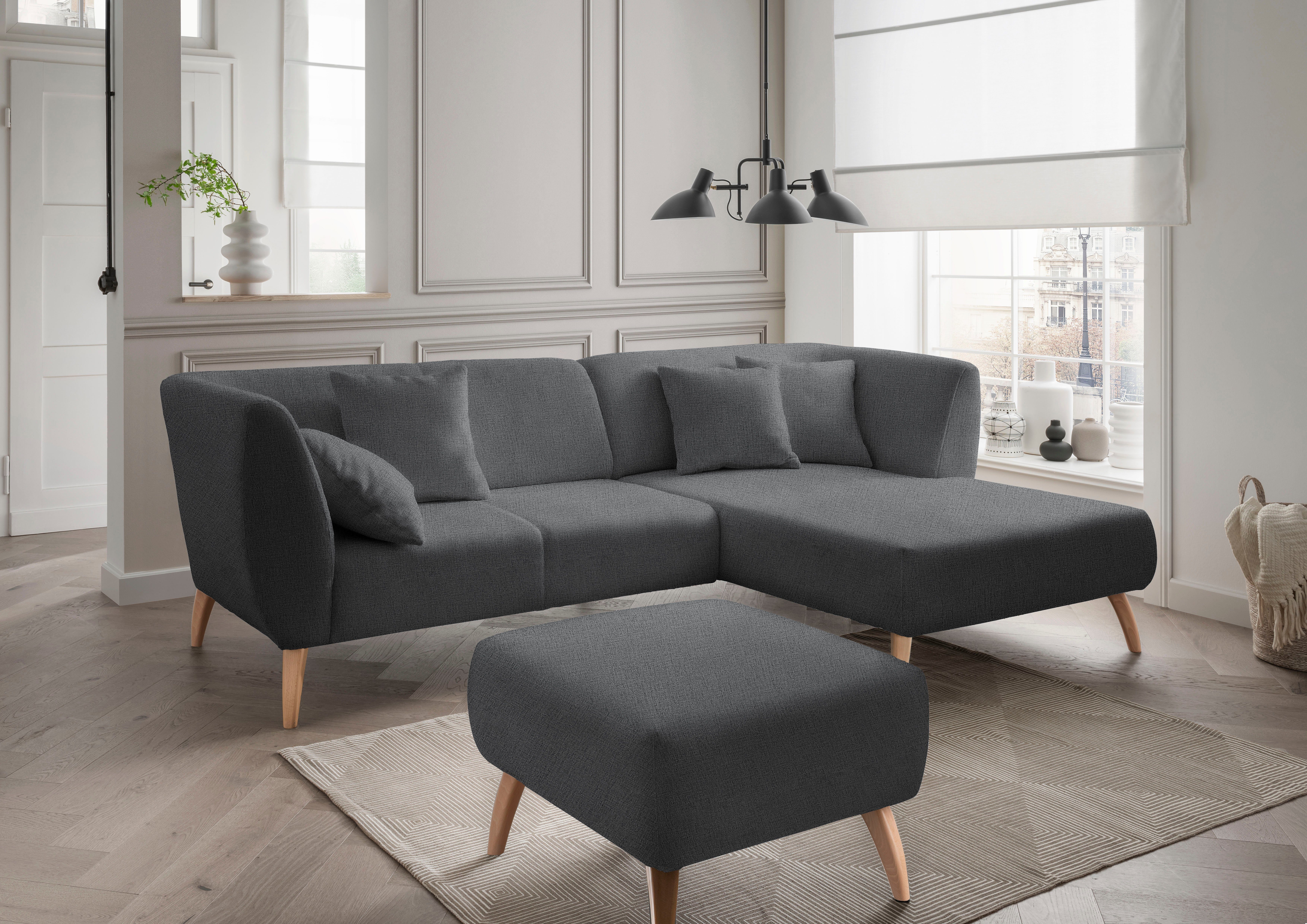 INOSIGN Hocker Colori Kleur houten poten naar keuze, verschillende stoffen, hoogwaardige stof
