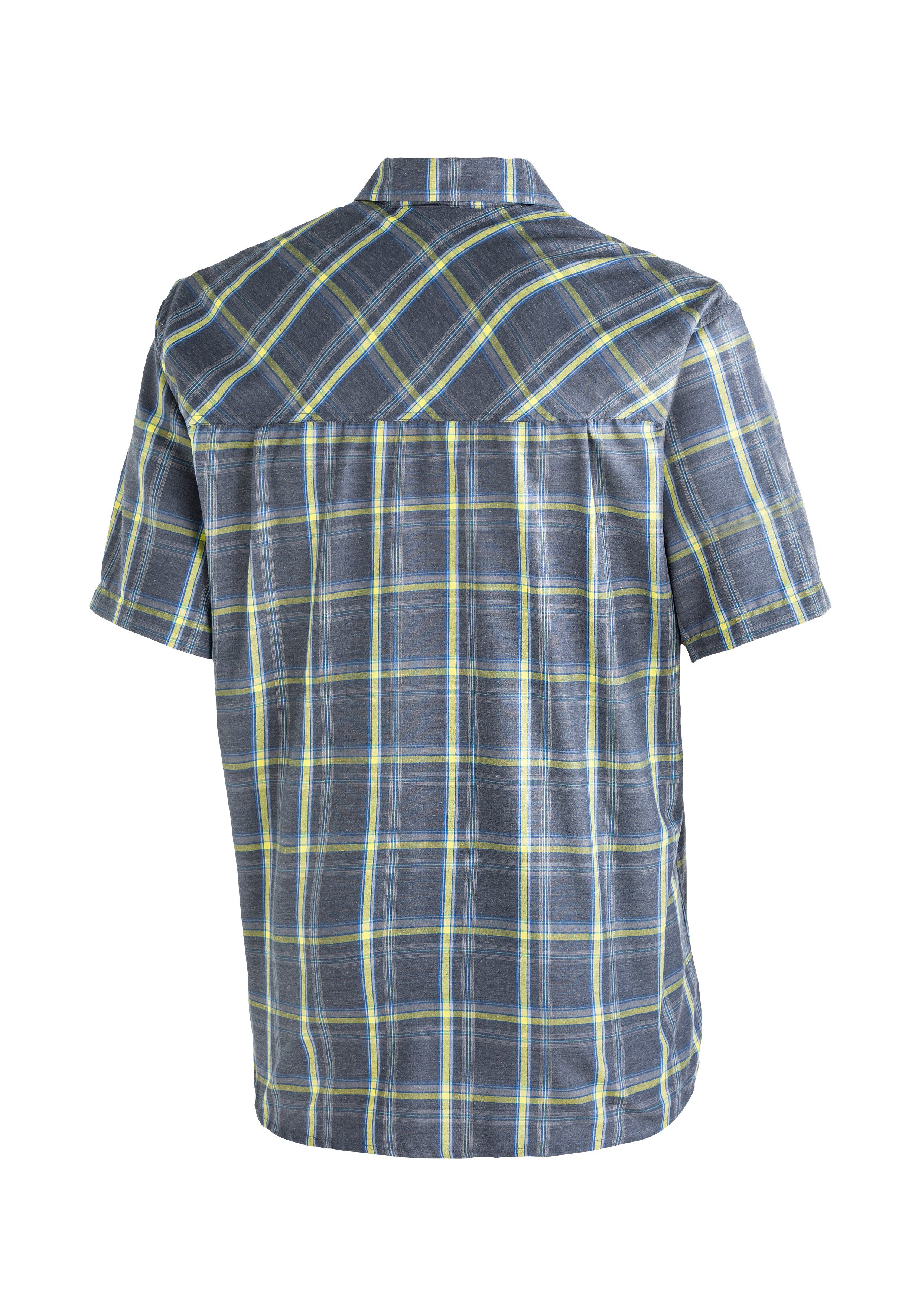 Maier Sports Functioneel shirt Mauro Geruite overhemd met korte mouwen voor wandelen, reizen en vrije tijd