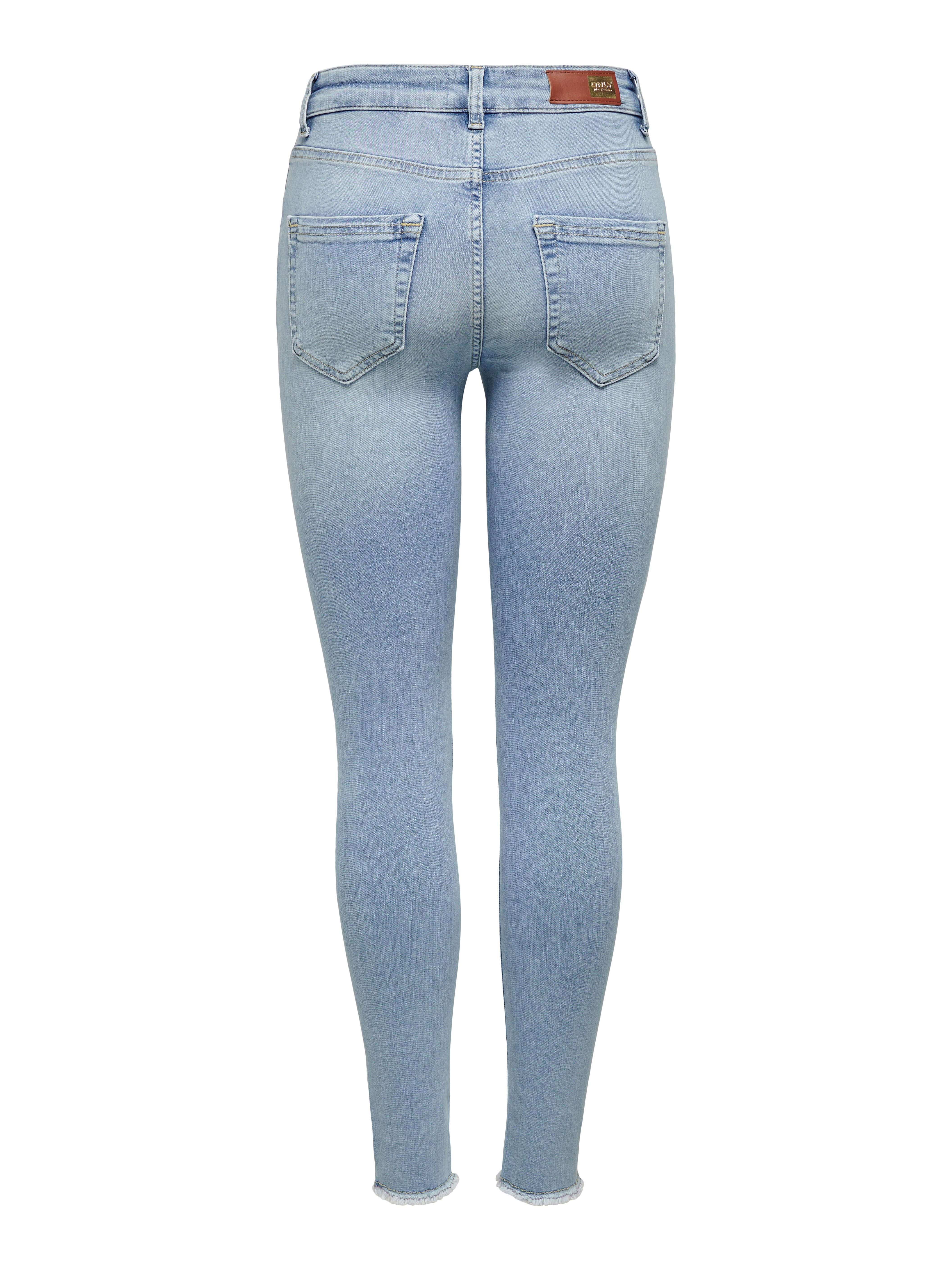 Only Ankle jeans ONLBLUSH MID SK ANK RAW met iets gerafelde voetzoom