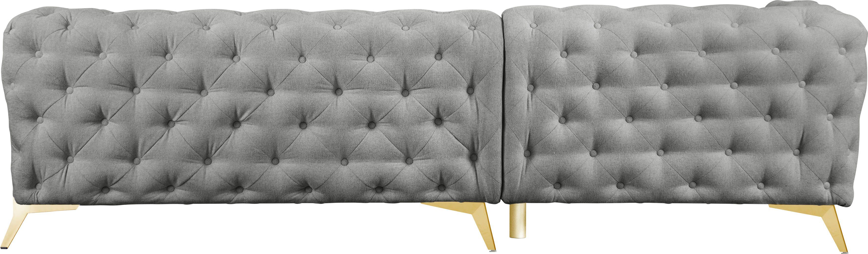 Leonique Chesterfield-bank Amaury L-vorm grote hoekbank, chesterfield-look, breedte 323 cm, kleur van de poten ter keuze