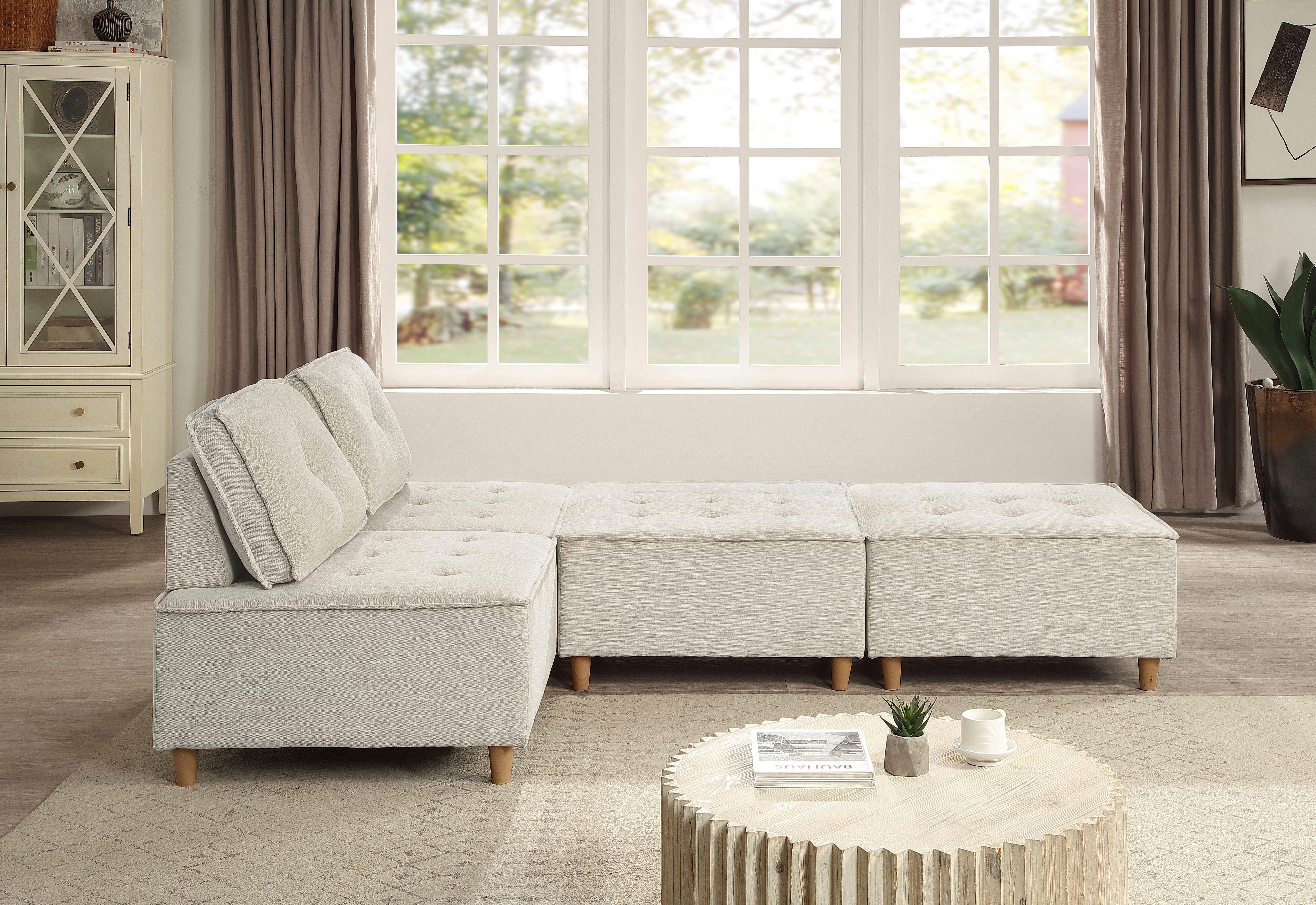 RAUM.ID Hocker Flexid modulair uitbreidbaar tot bank, chenille bekleding (1 stuk)