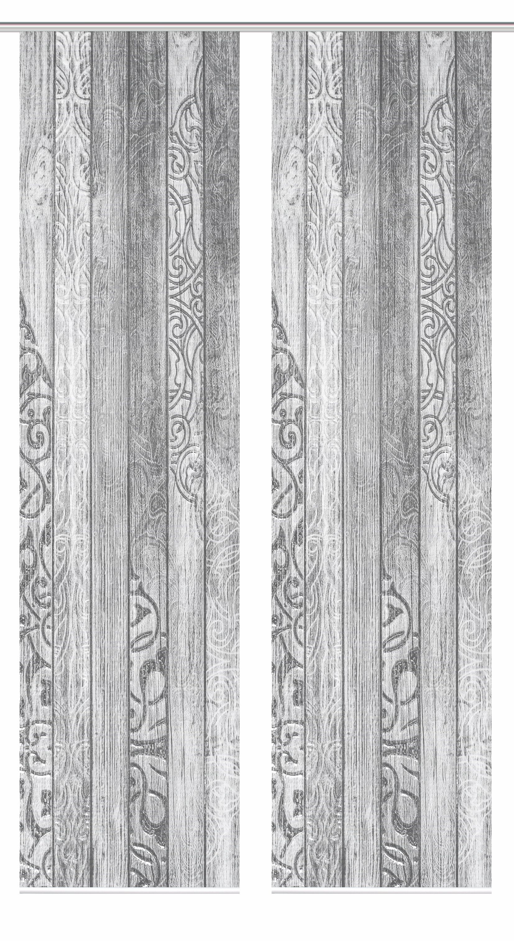 HOME in green Paneelgordijn LEGNO SET DIGITALE PRINT, BAMBOELOOK GERECYCLED (2 stuks)