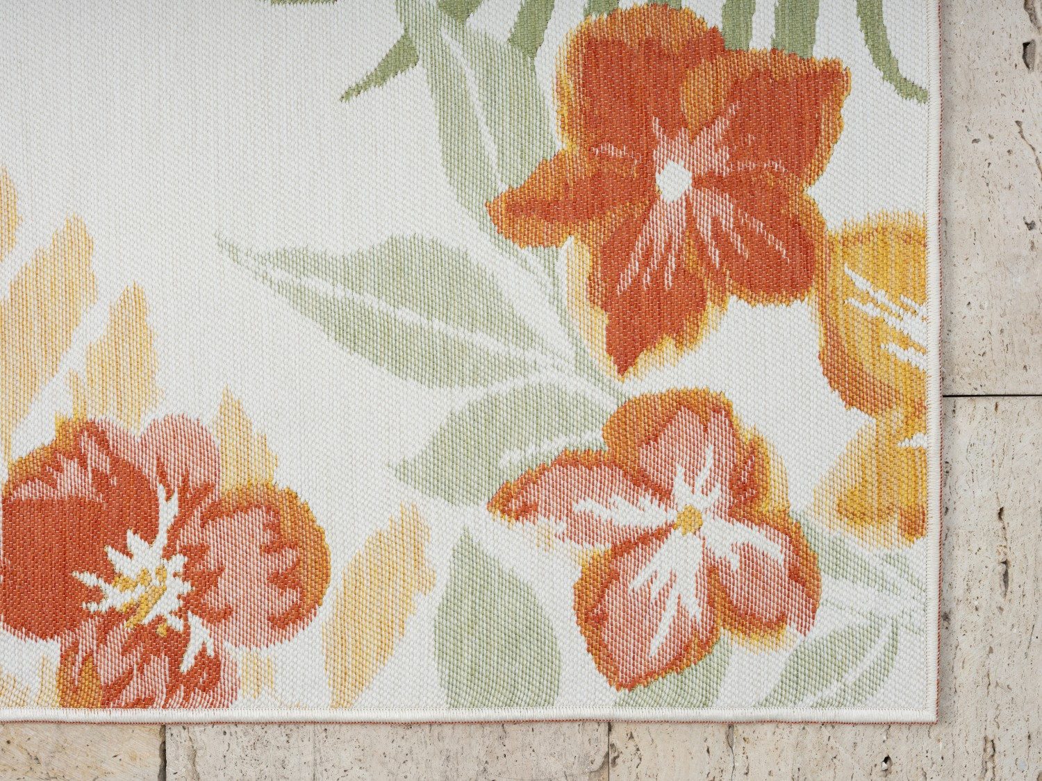 Myflair Möbel & Accessoires Vloerkleed Isla voorraadopruiming Omkeerbaar tapijt, bloemen, met rand, geschikt voor buiten, balkon, terras