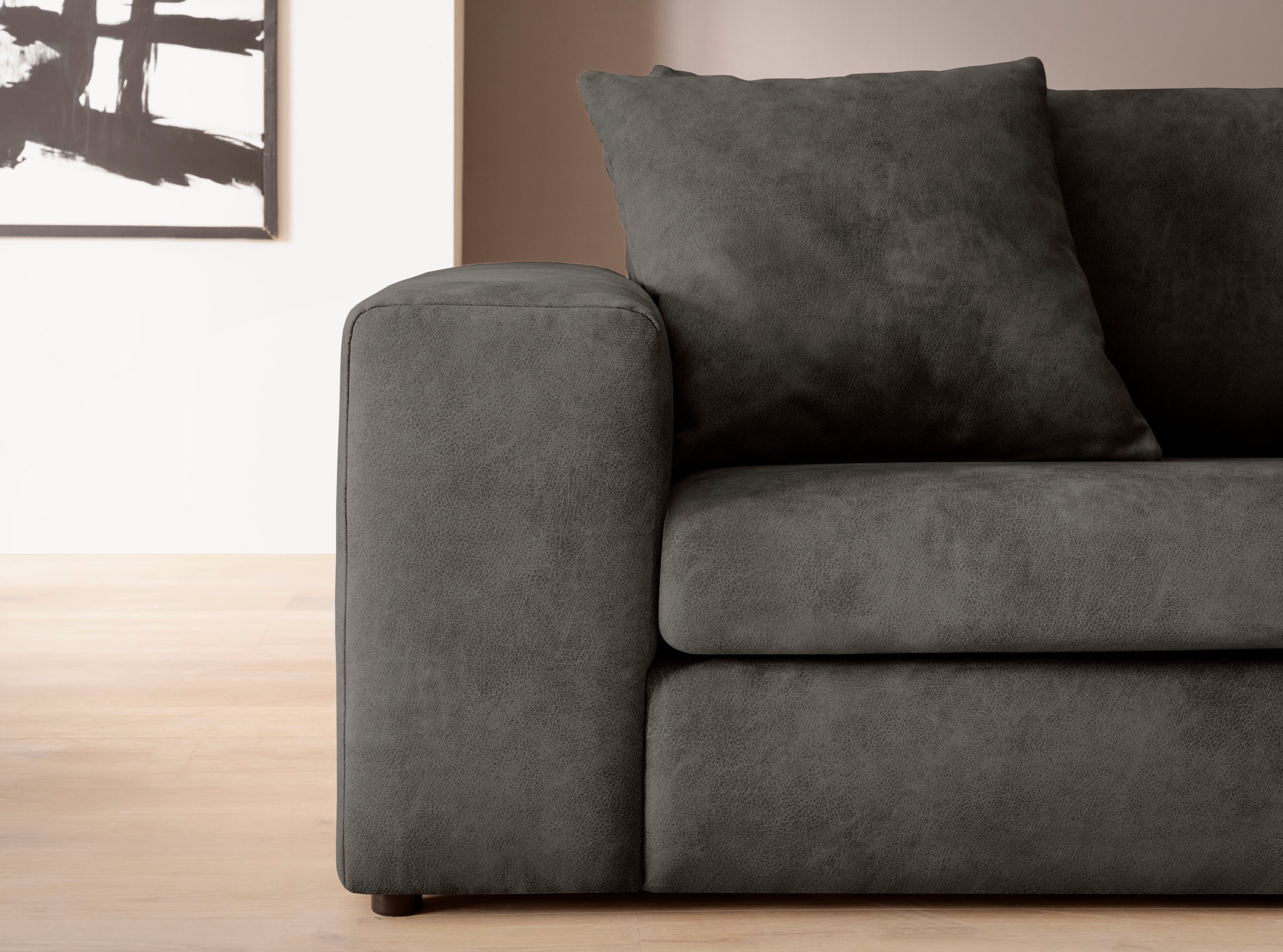 andas 3-zitsbank SLEETLAND XXL in fluweel of vintage lederlook