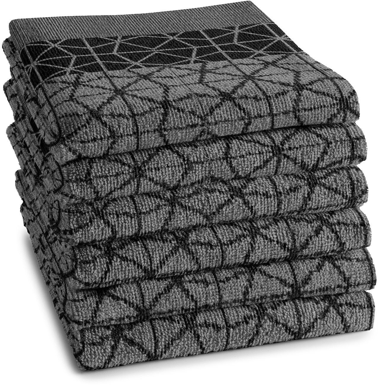 DDDDD Theedoek Chrystal Keukenhanddoek van zachte frotté, 50 x 55 cm (set, 6-delig)