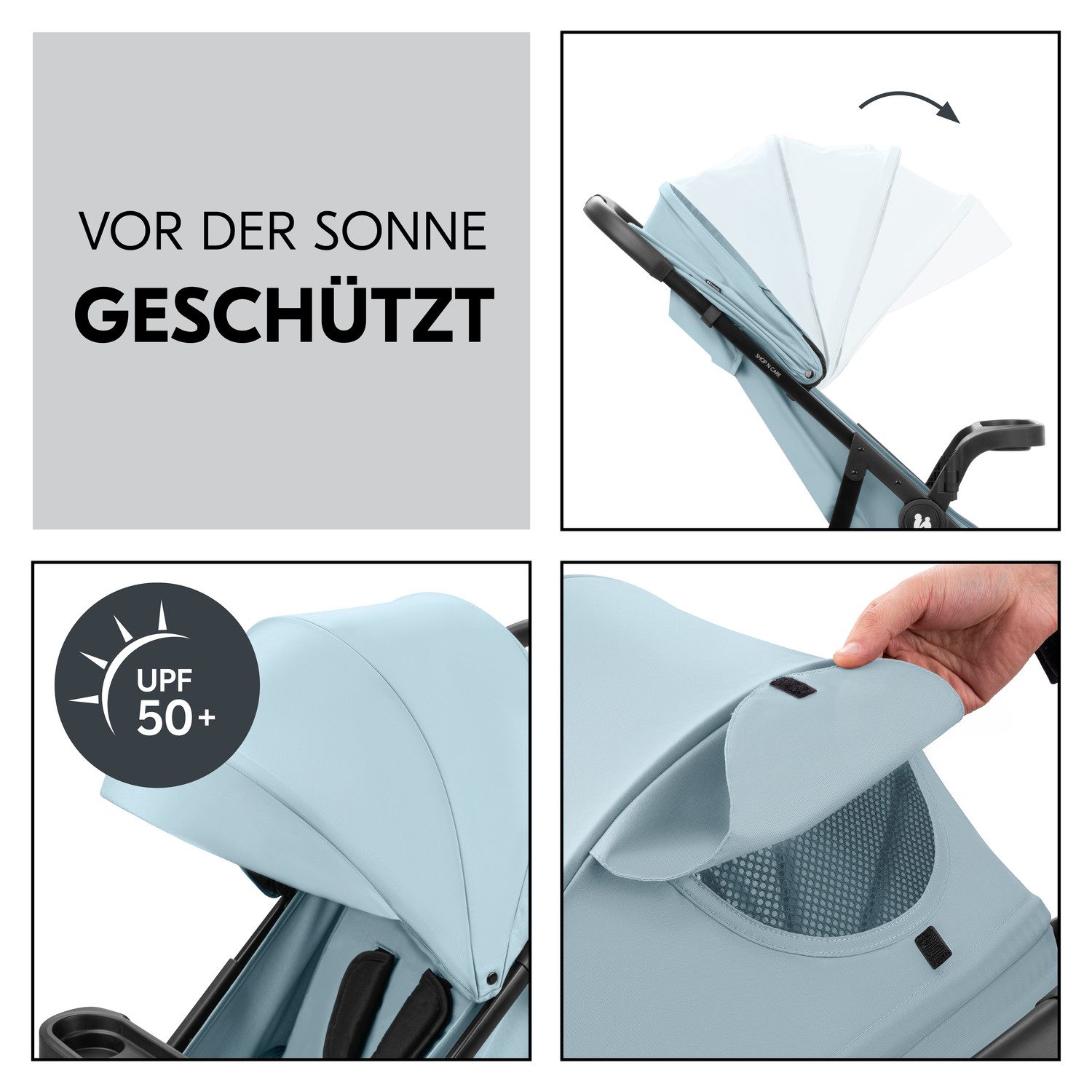 Hauck Kinder-buggy Shop N Care, Dusty Blue tot 22 kg belastbaar, compatibel met babyschaal