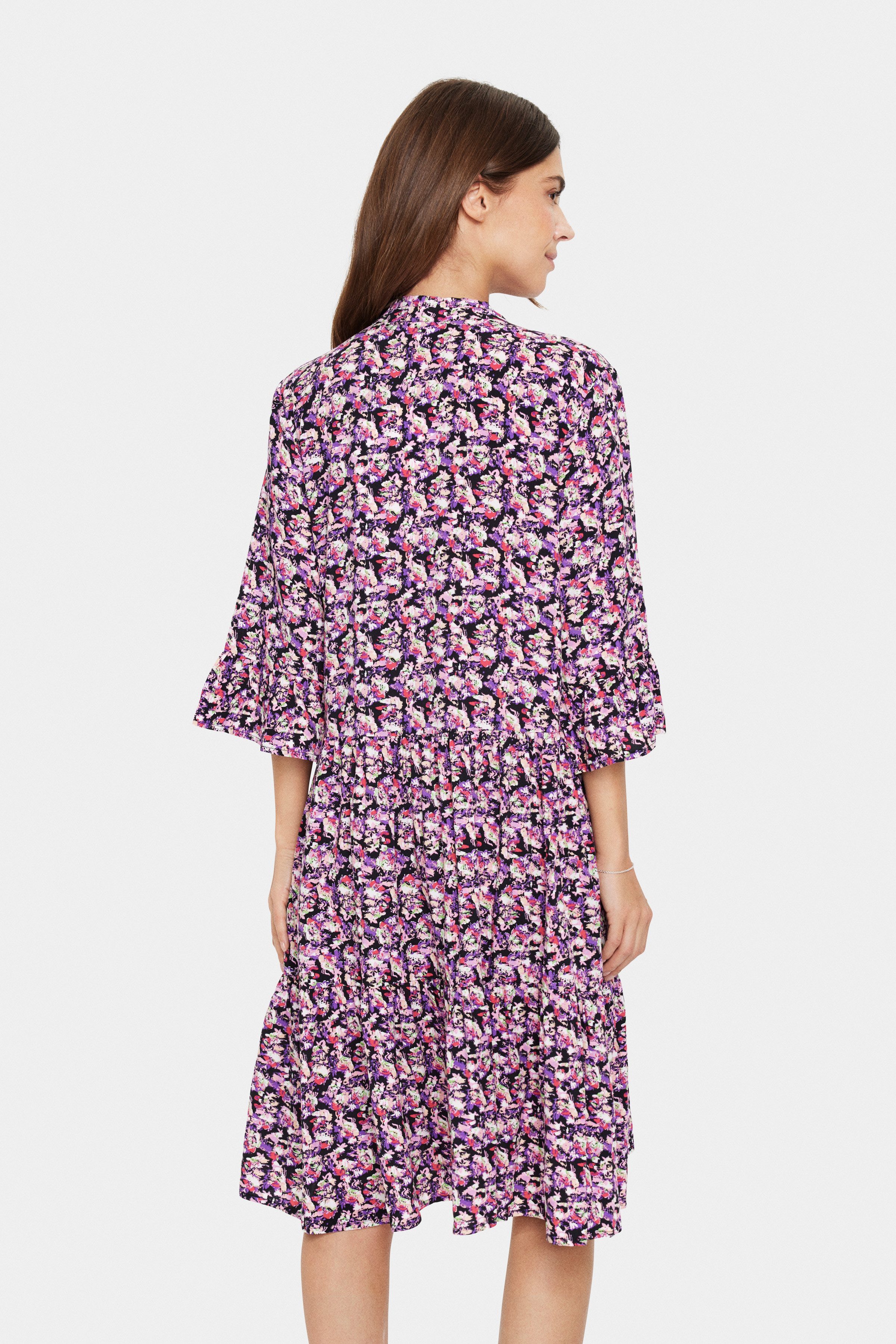 Saint Tropez Blousejurk EdaSZ dress met volants en 3/4 mouwen