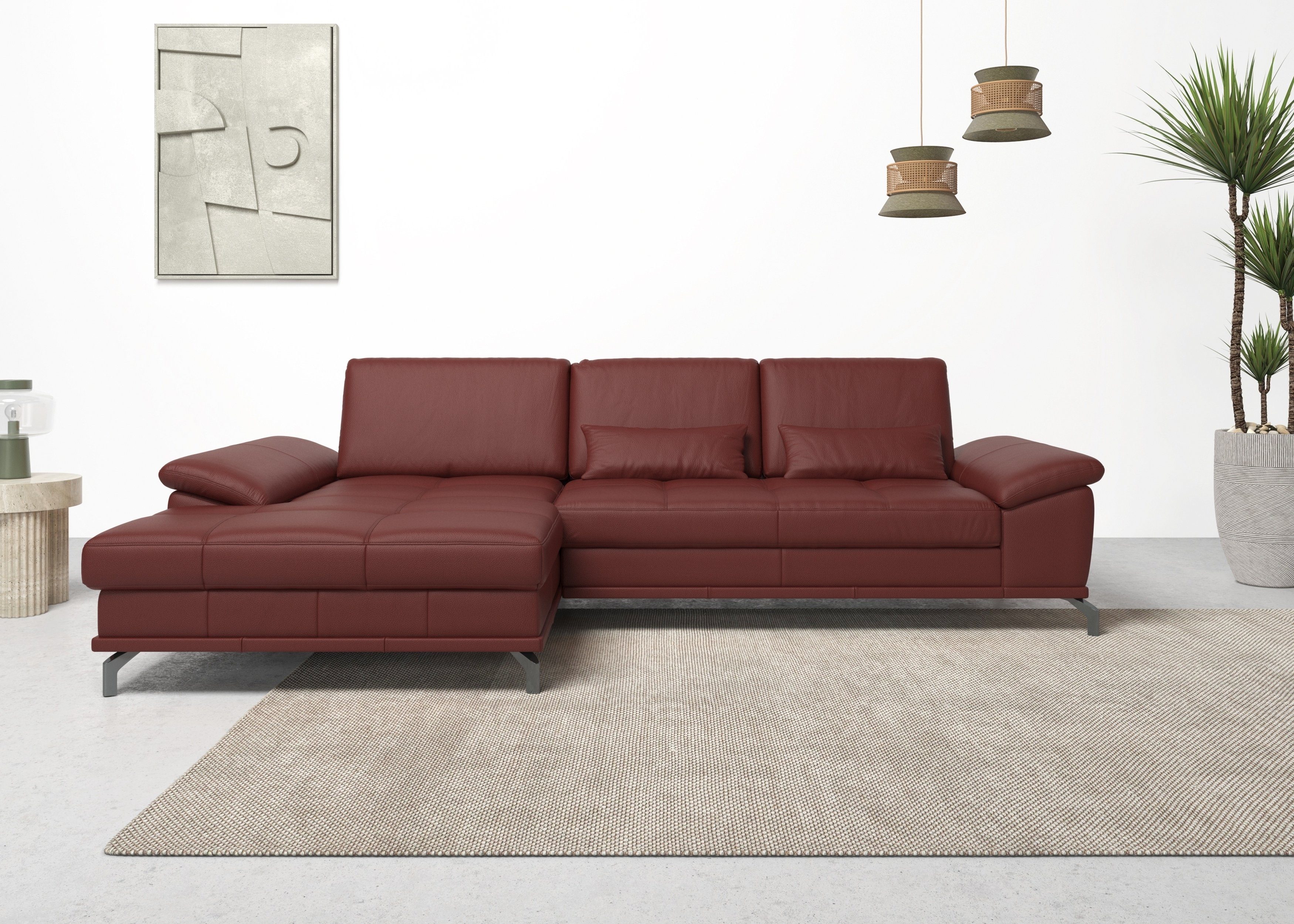 Places of Style Hoekbank Costello L-vorm, met zitdiepteverstelling, armleuningverstelling en