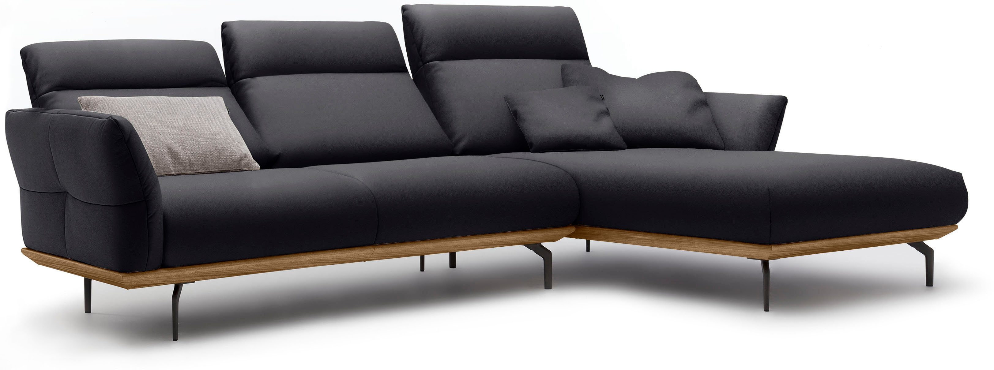 Creation BY ROLF BENZ Hoekbank CR.460 Sokkel in walnotenhout, onderstel in umbra grijs, breedte 298 cm
