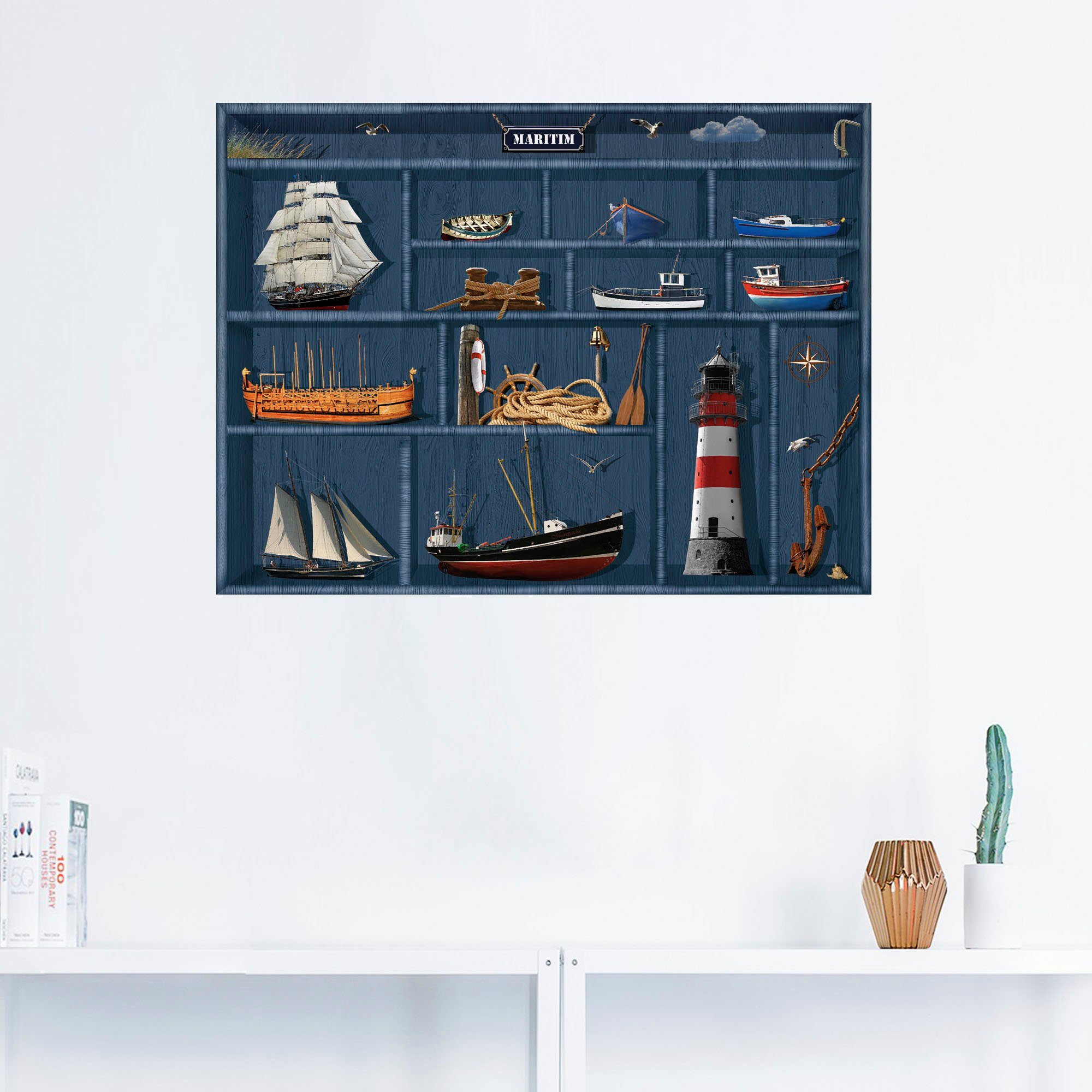 Artland Artprint De maritieme letterkast als artprint op linnen, poster, muursticker in verschillende maten