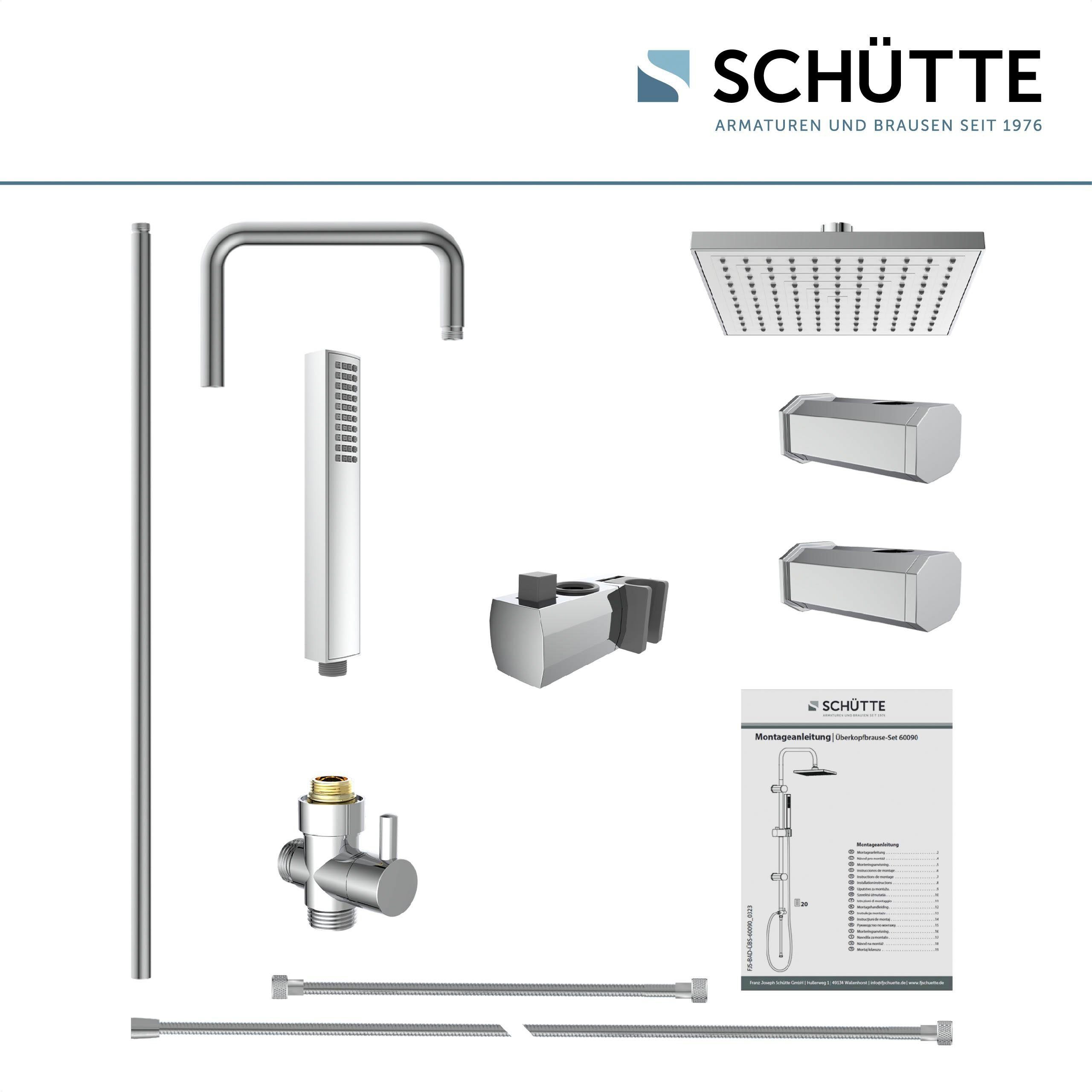 Schütte Slang en handdouche Tokio inclusief waterbesparende afdichting, antikalk, in hoogte verstelbare., edelstalen stang (set)