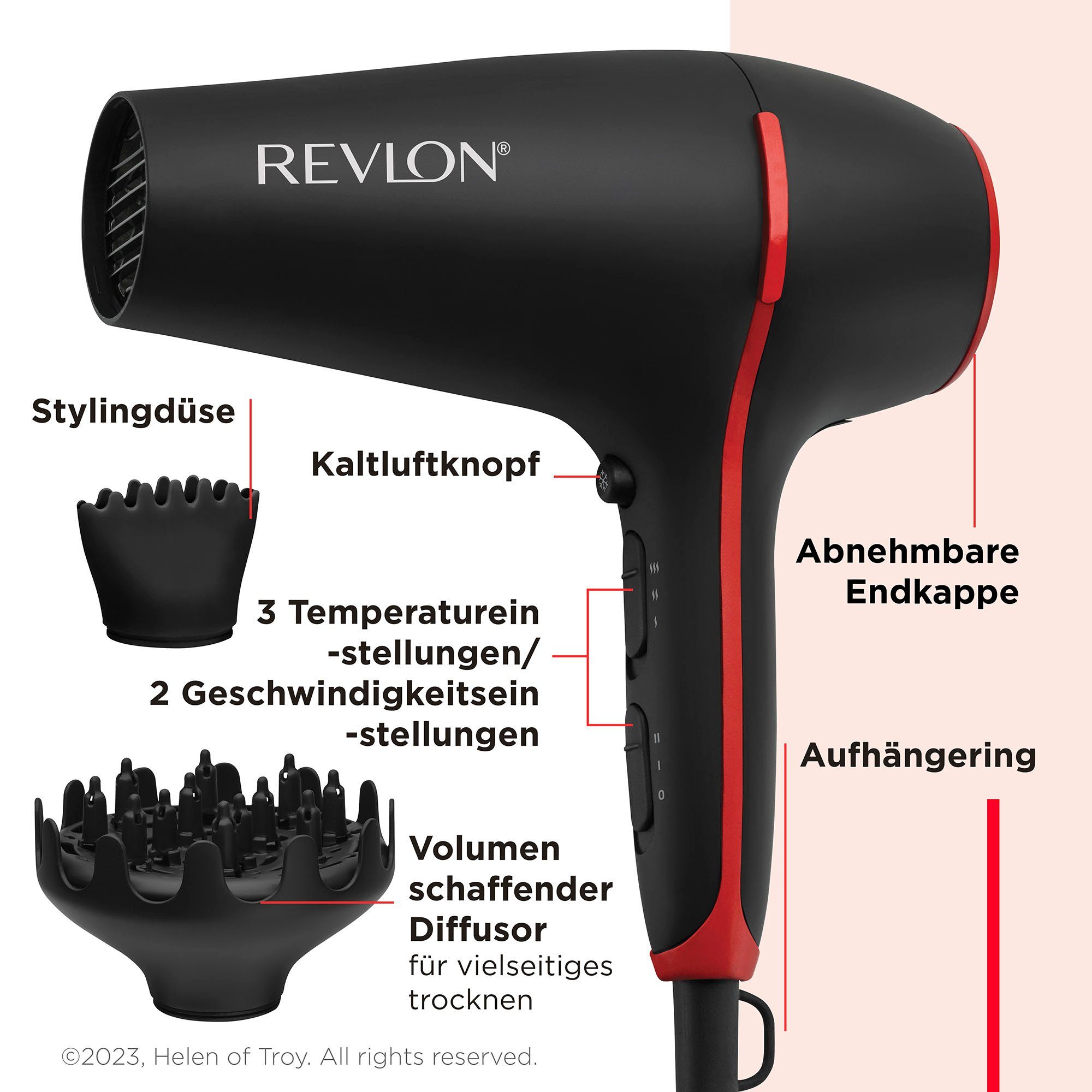 Revlon Ionic haardroger SMOOTHSTAY RVDR5317 Rooster met drievoudige keramische coating en kokosolie-infusie