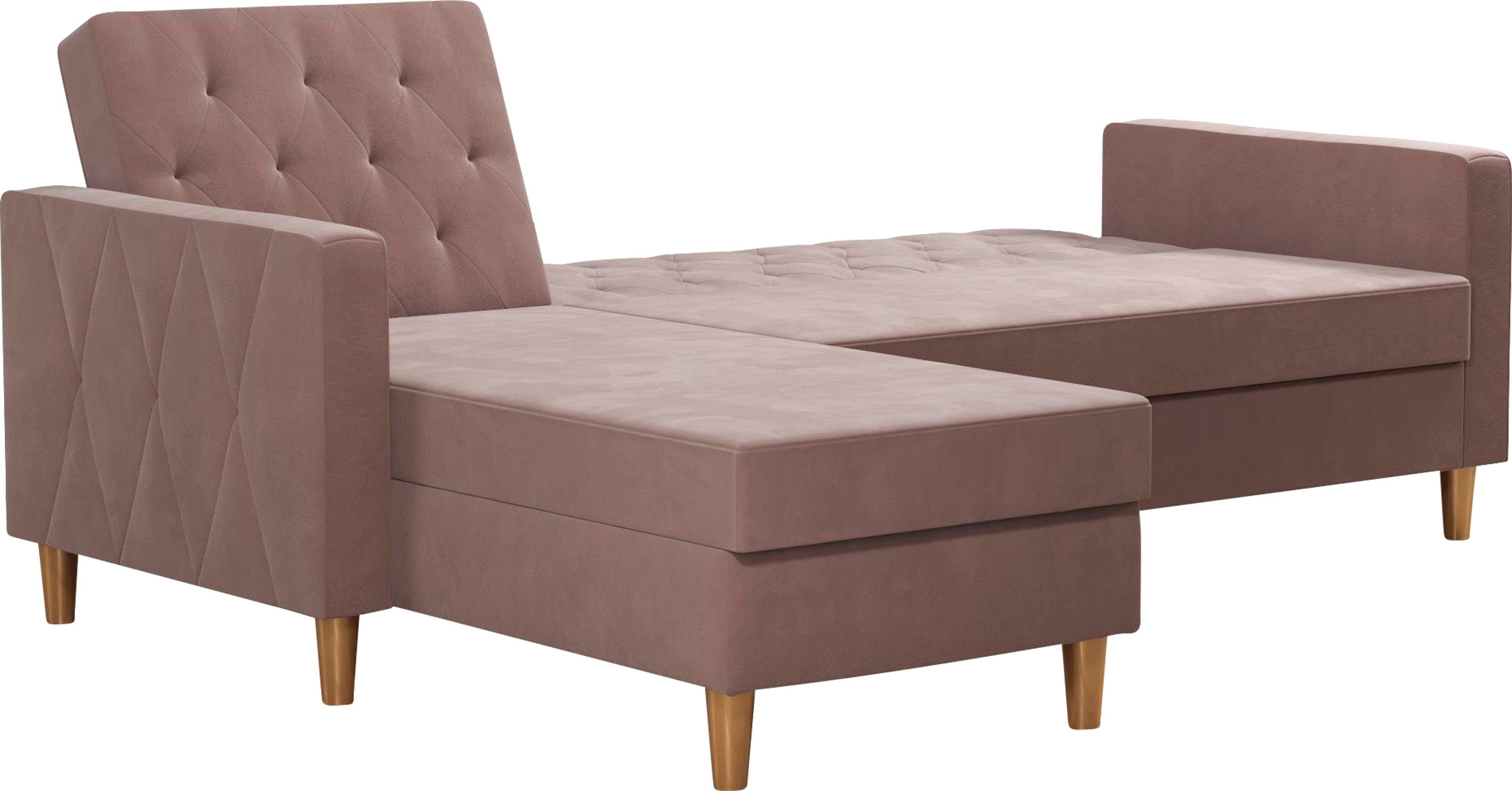 CosmoLiving by Cosmopolitan Hoekbank Liberty, L-vorm met slaapfunctie, récamier aan beide kanten te monteren, zithoogte 43 cm