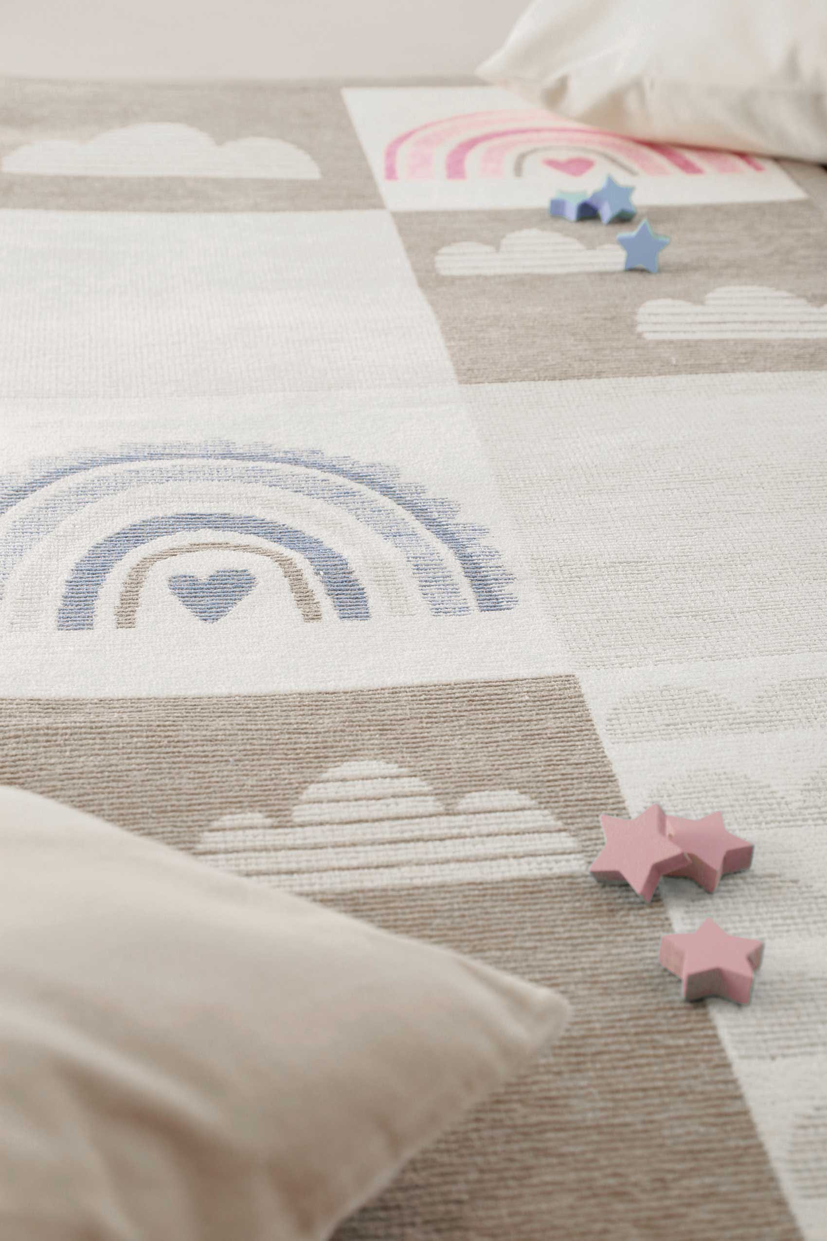 Esprit Kindervloerkleed Lovely Rainbow ESP-002 Tweezijdig te gebruiken kleed, gekleurd omboord