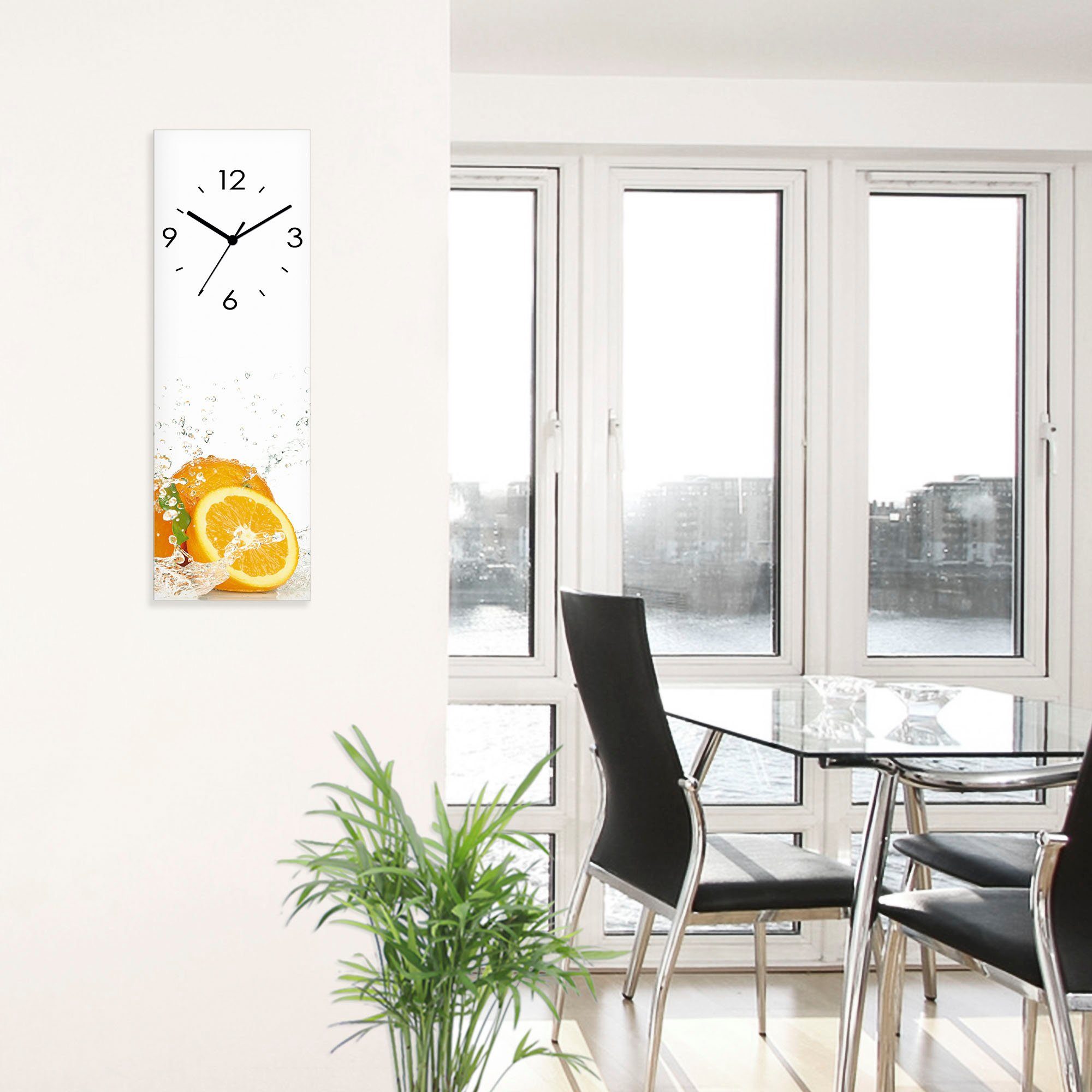 Artland Wandklok Orange met spatwater optioneel verkrijgbaar met kwarts- of radiografisch uurwerk, geruisloos zonder tikkend geluid