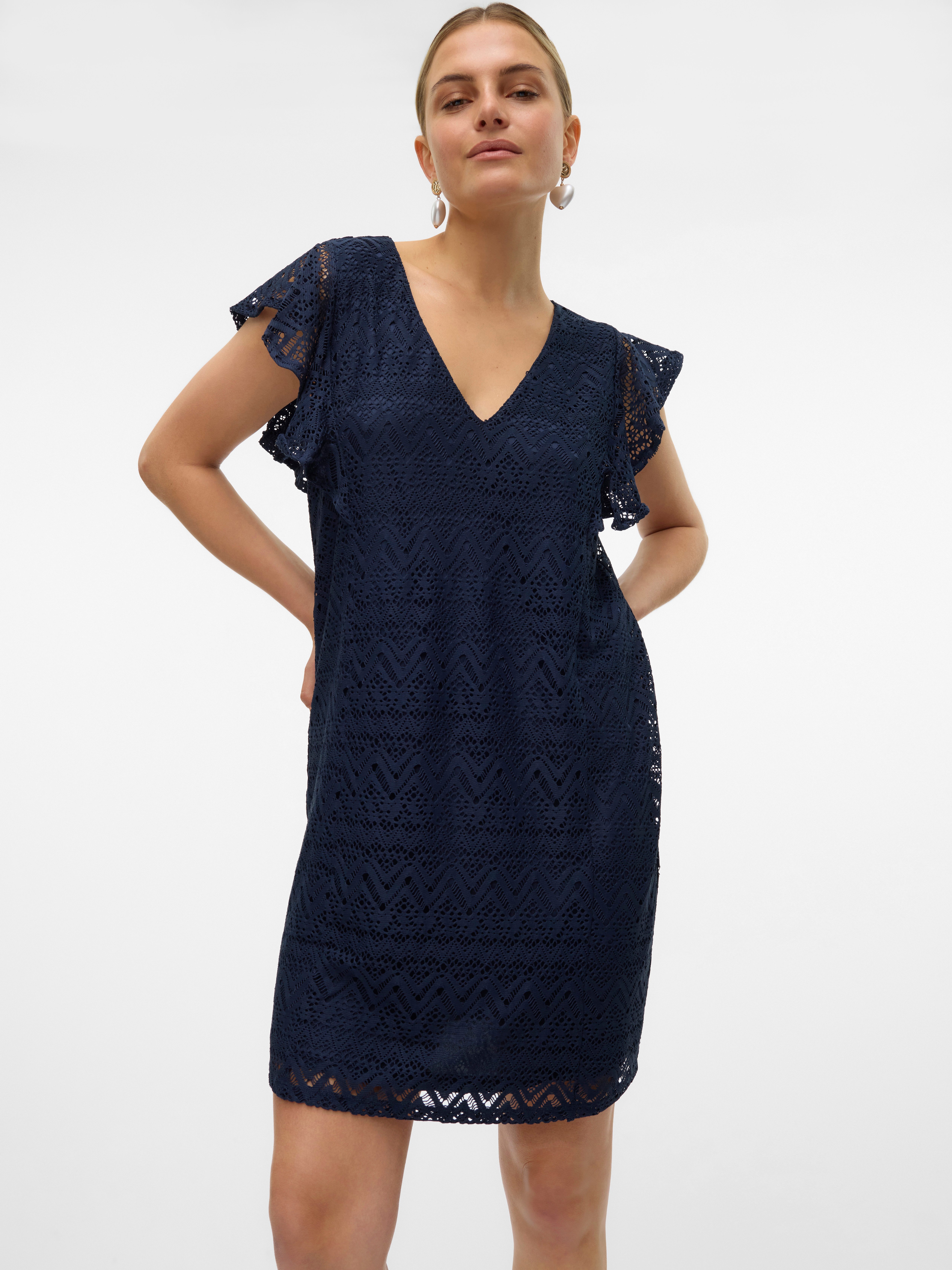 Vero Moda Mini-jurk VMMAYA SHORT FRILL DRESS JRS SPE