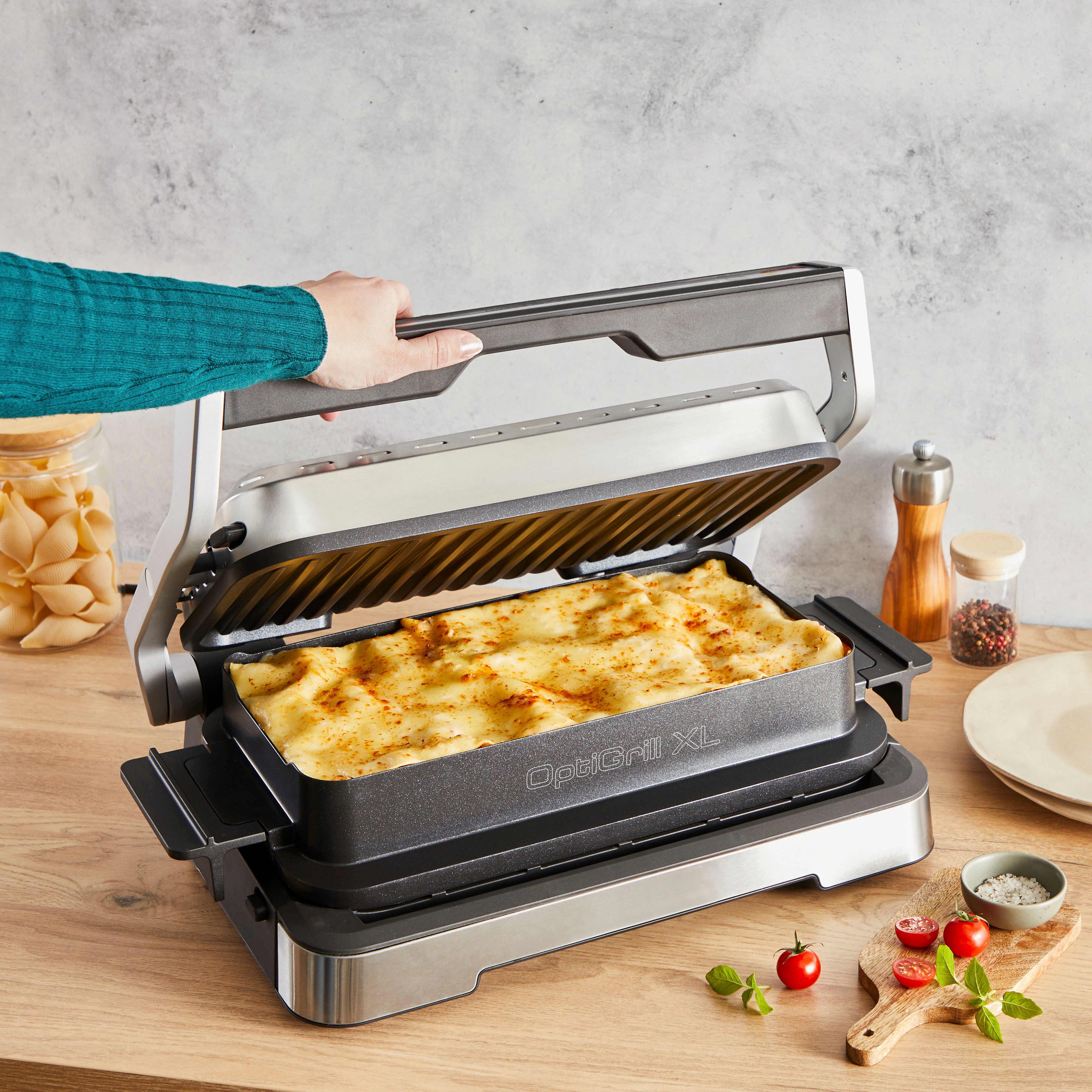 Tefal Bakinzet XA7358 OptiGrill bakplaat XL compact met optigrill 2in1 xl, anti-aanbaklaag aluminium drukgiet (1-delig)