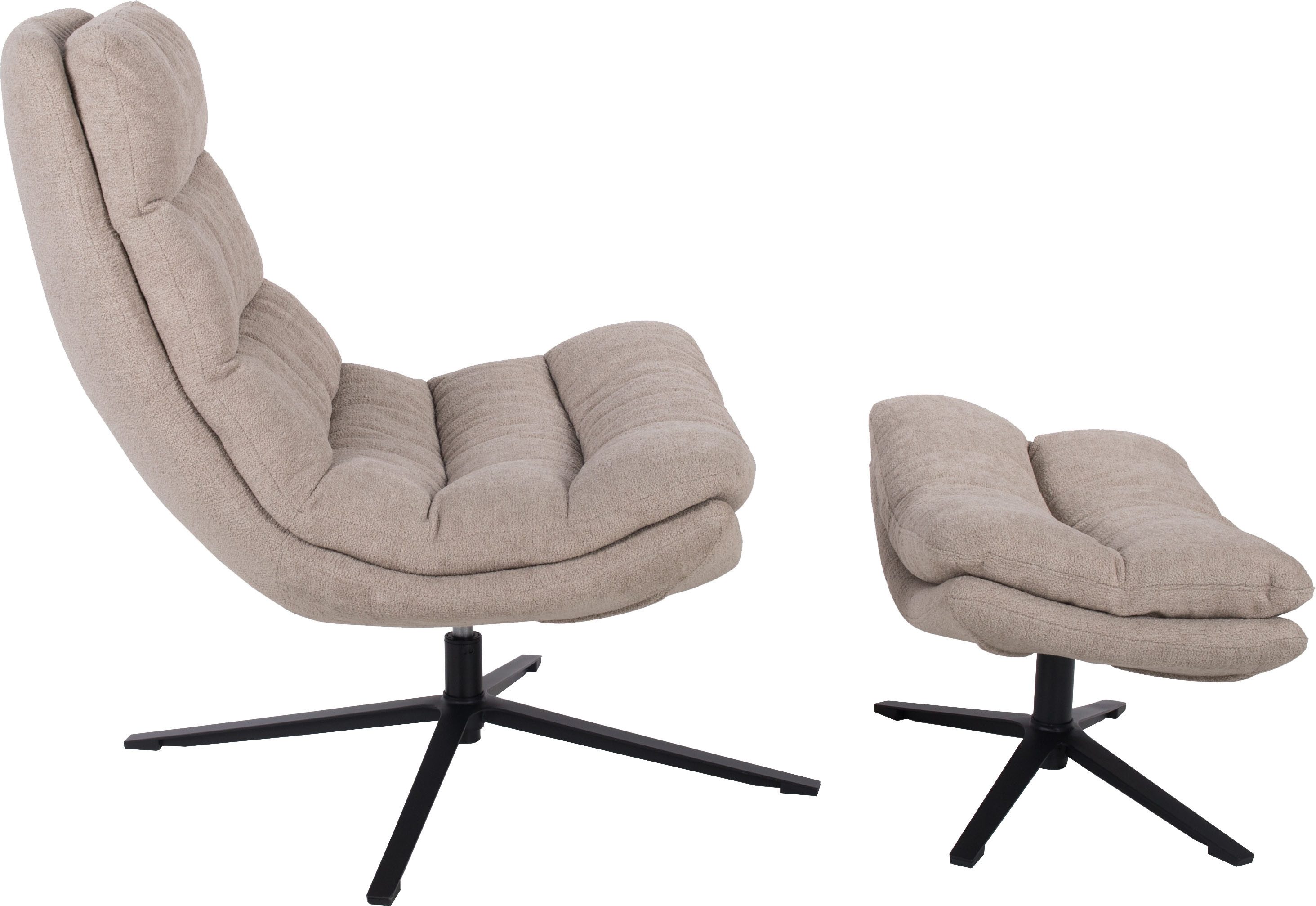 Duo Collection Relaxfauteuil PORTO 360° draaibaar, dubbele bekleding, met poef, tot 115 kg belastbaar