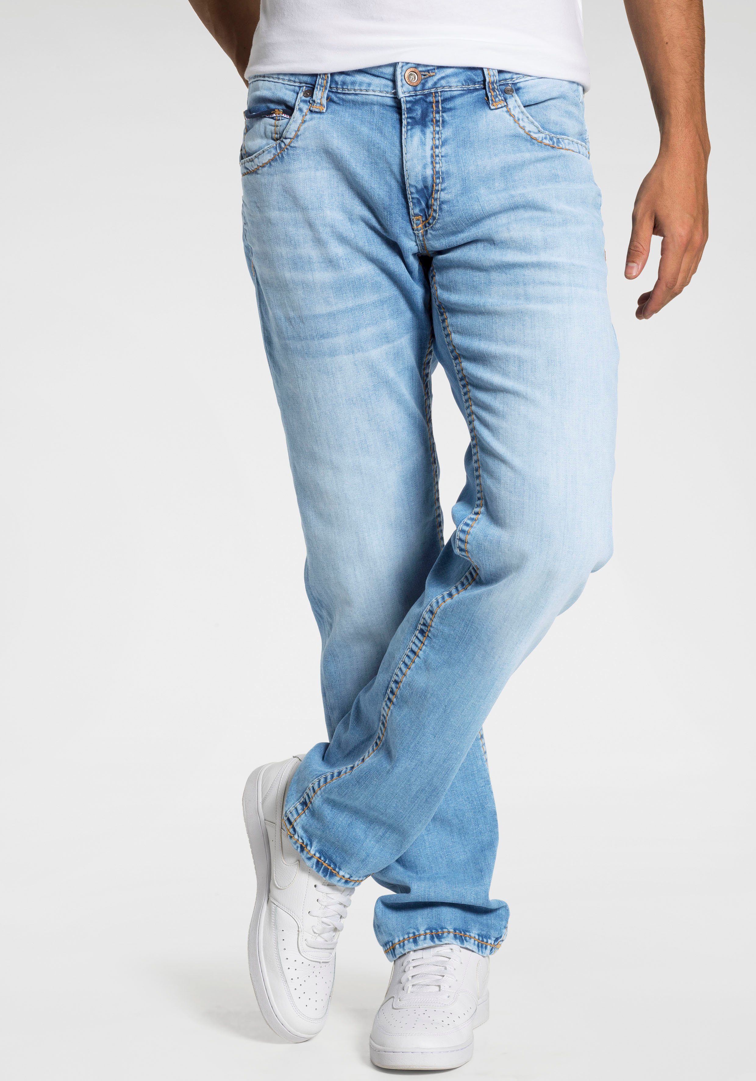 CAMP DAVID Loose fit jeans Co.:NO:C622 met opvallende naden en stretch