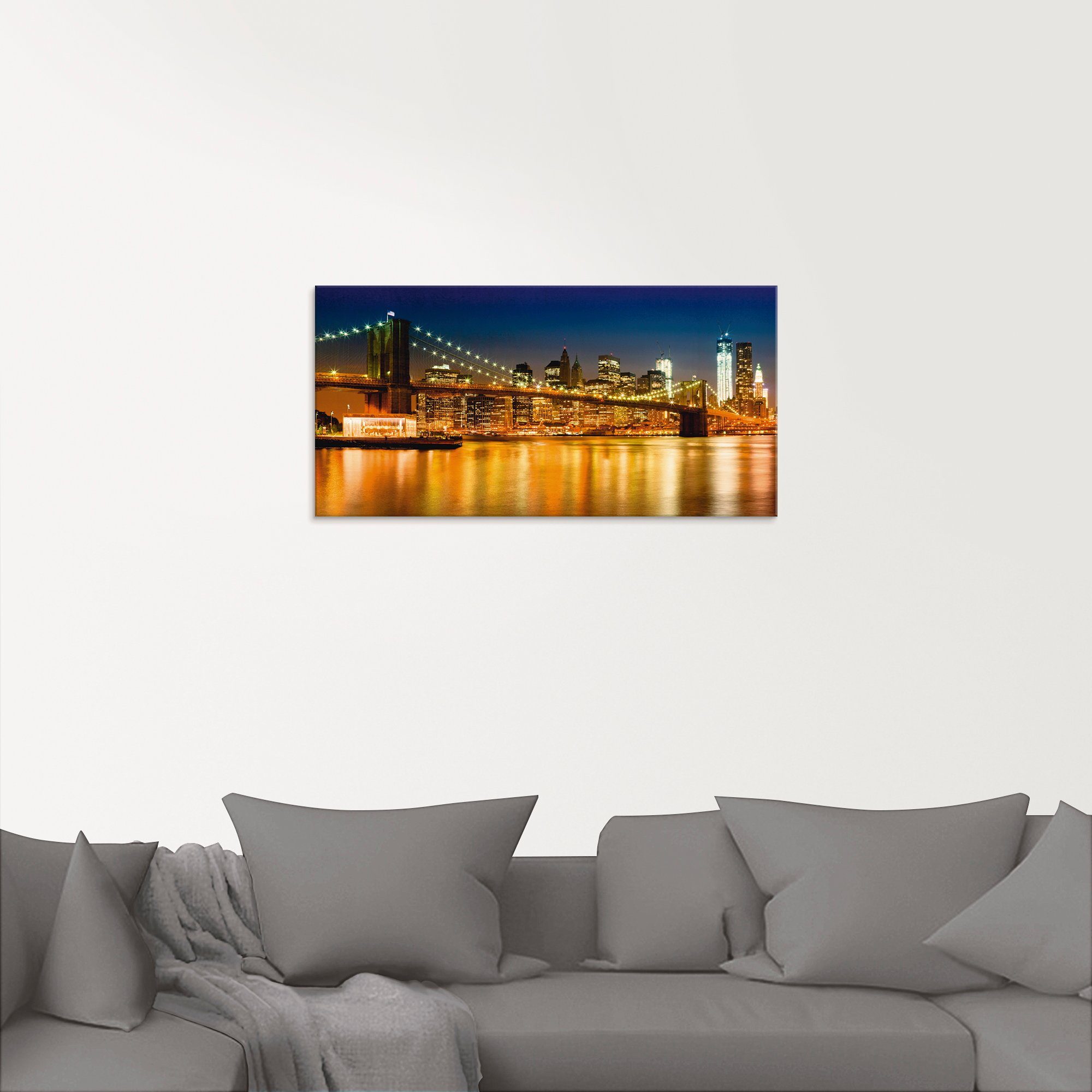 Artland Print op glas Nachtelijke skyline Manhattan