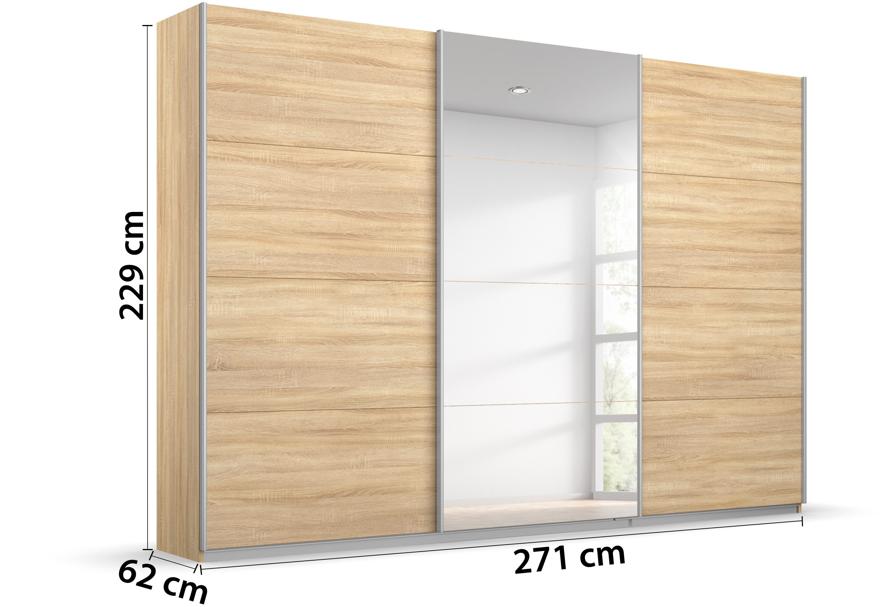 rauch Zweefdeurkast Kledingkast kast garderobe linnenkast kleedkamer KULMBACH in 2 hoogtes verkrijgbaar, met metalen handgrepen made in germany