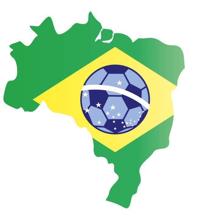 Wall-Art Wandfolie Brazilië kaart met voetbal (1 stuk)