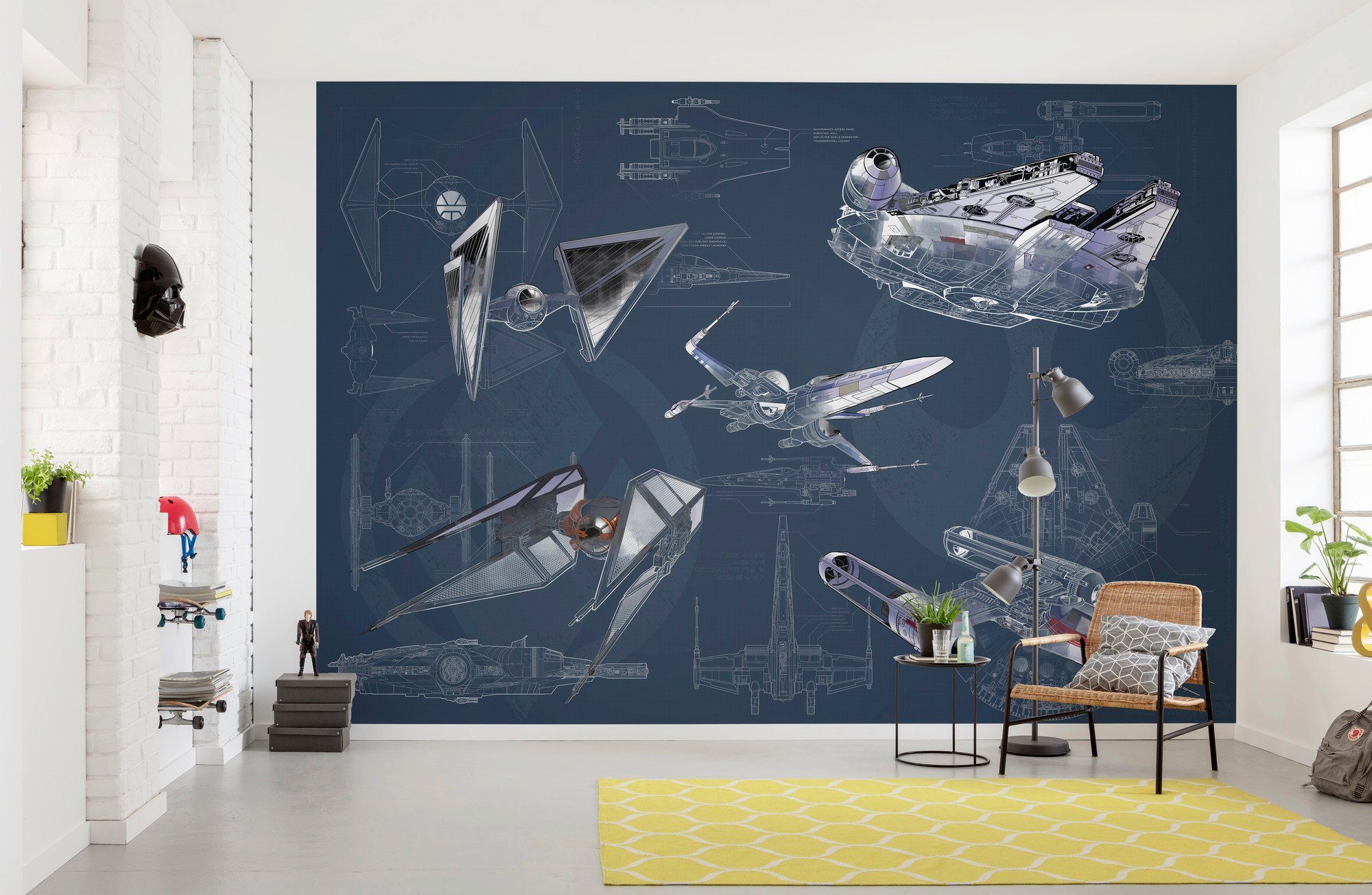 Komar Vliesbehang Digitale print vlies - Star Wars Blueprint Dark - Afmeting 400 x 280 cm (set)