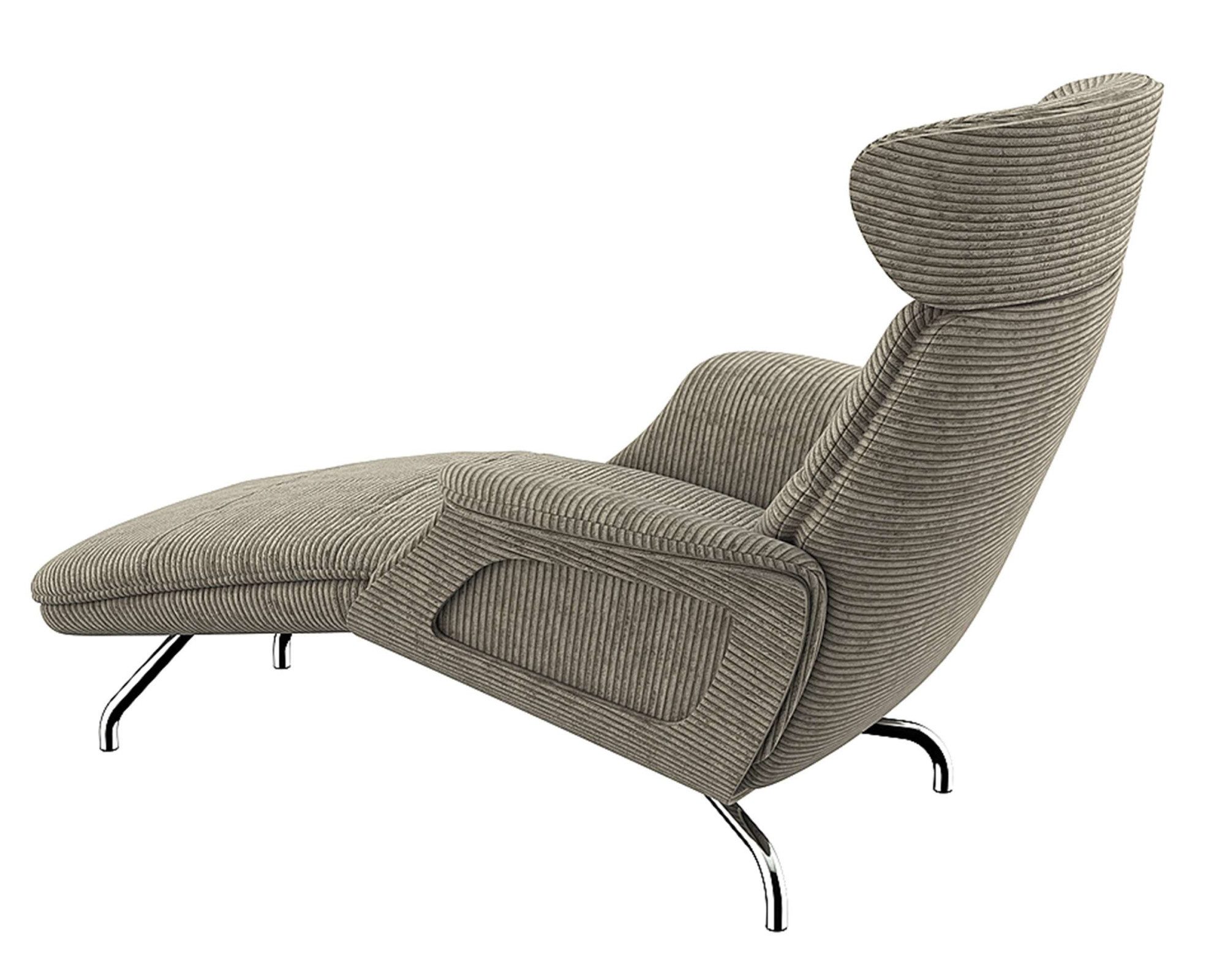 FLEXLUX Loungestoel Clement chaise longue, relaxstoel, ligstoel Rug- en hoofdsteunverstelling, armleuning gepolsterd geolied, voet van aluminium