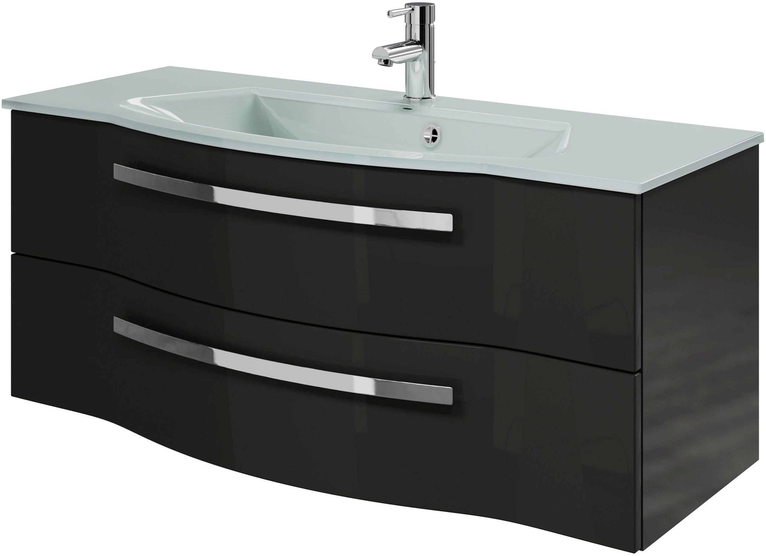 Saphir Wastafelonderkast Serie 4005 glazen wastafel met onderkast, 117 cm breed wastafelmeubels grijs