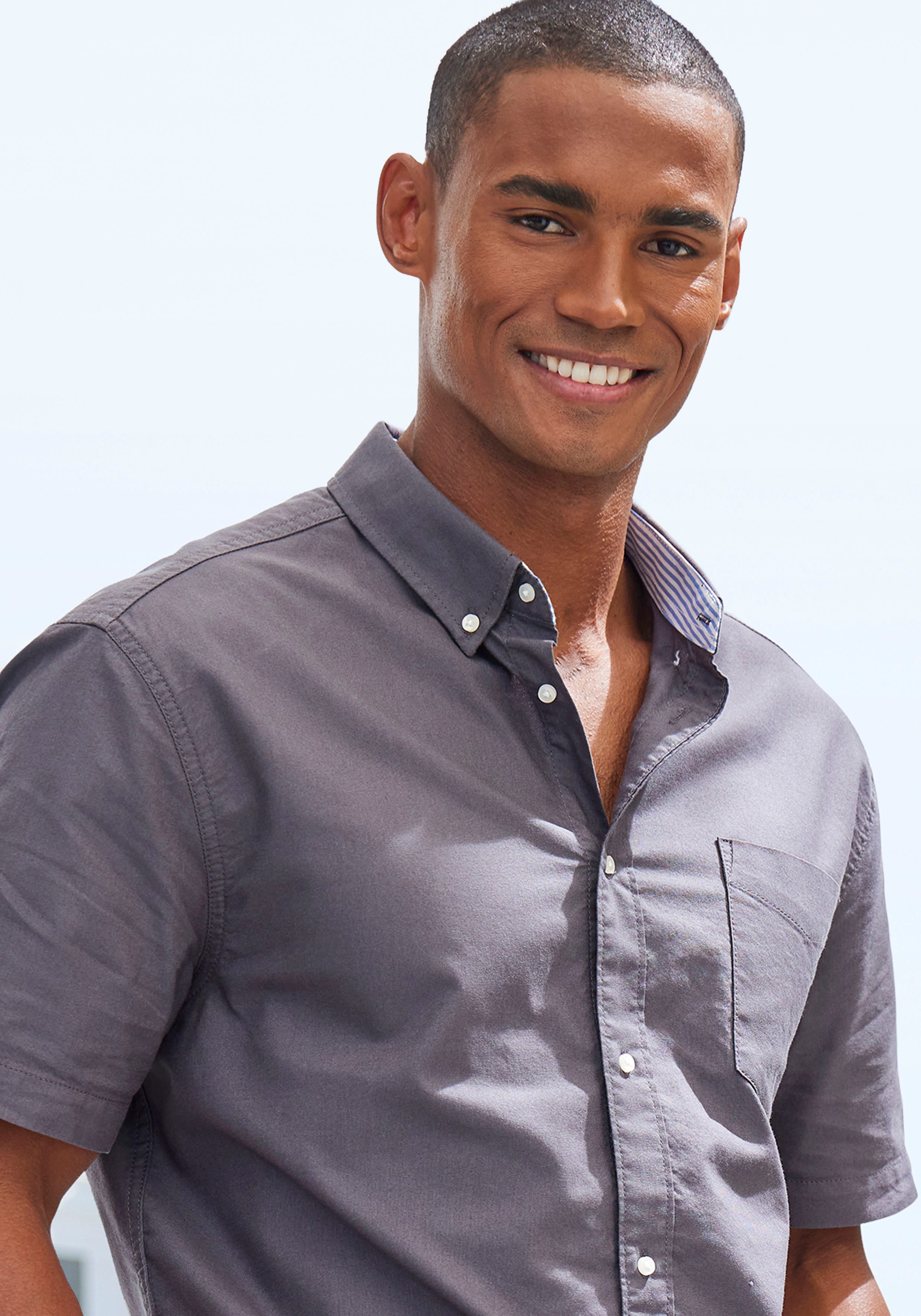 H.I.S Overhemd met korte mouwen Regular fit met button-down kraag, 100% katoen