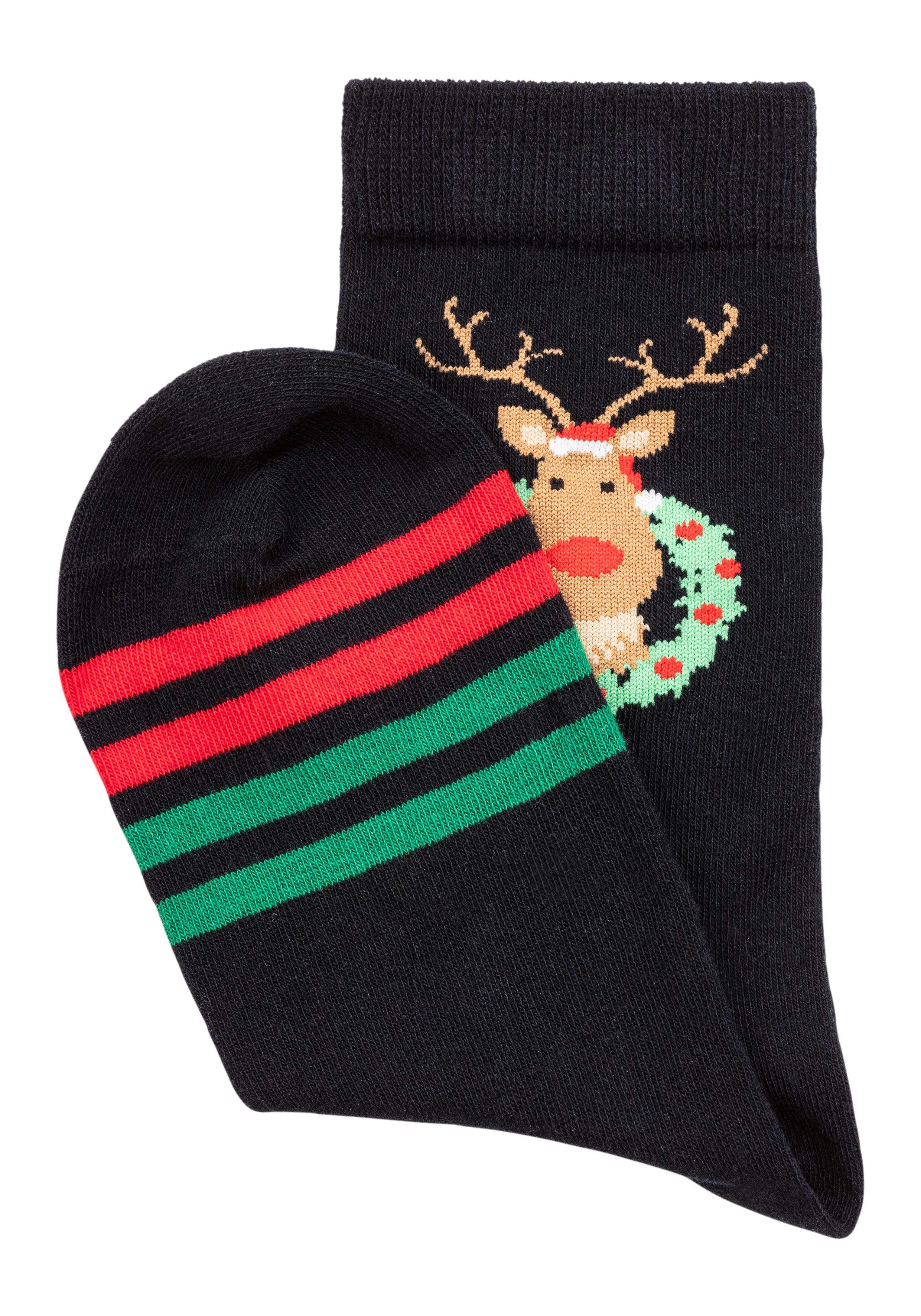 H.I.S Basic sokken Kerstsokken met kerstachtige motieven (set 3 paar)