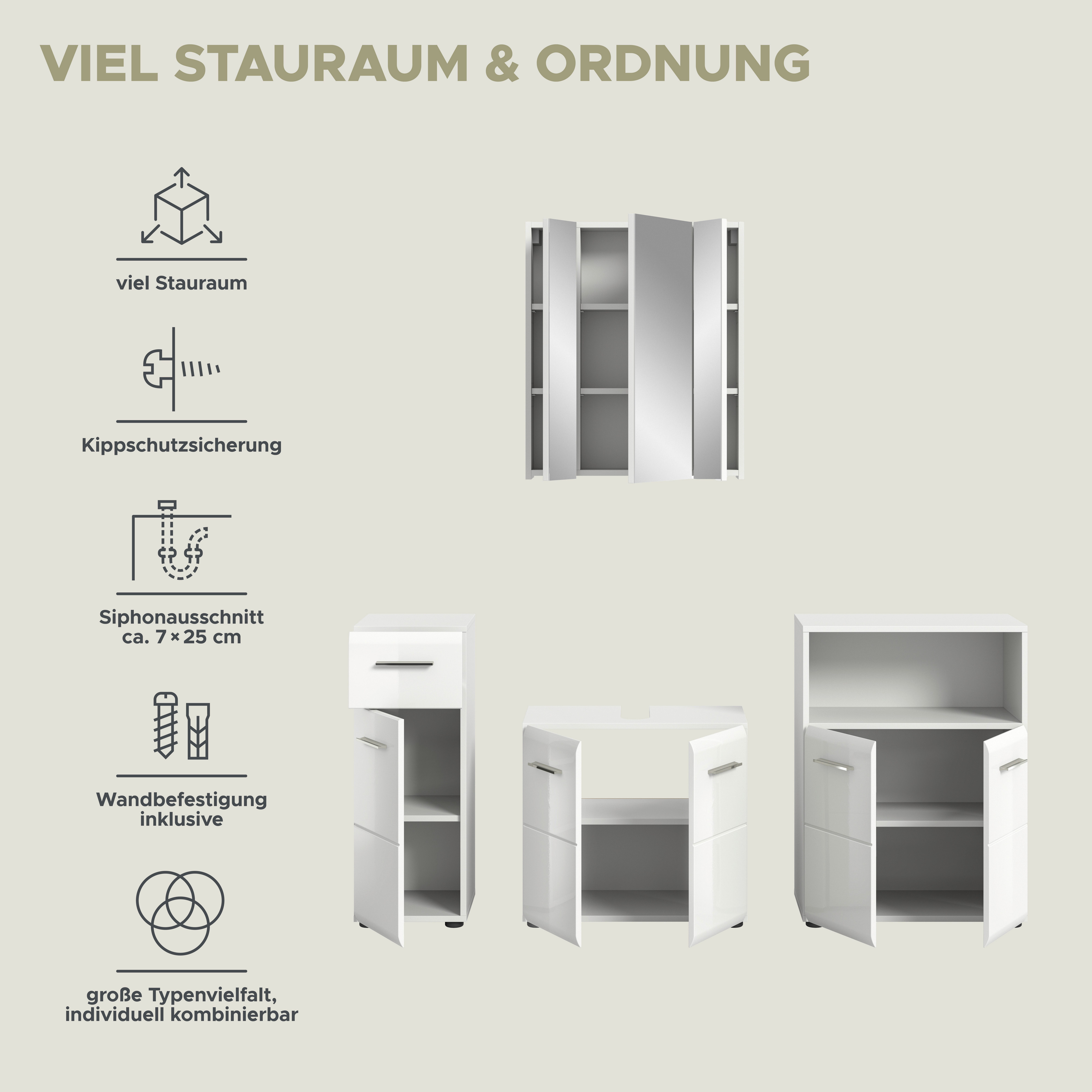 INOSIGN Badmeubelset FLORENZ, TOPSELLER!, 4-delige badcombinatie, hoogwaardige MDF-front