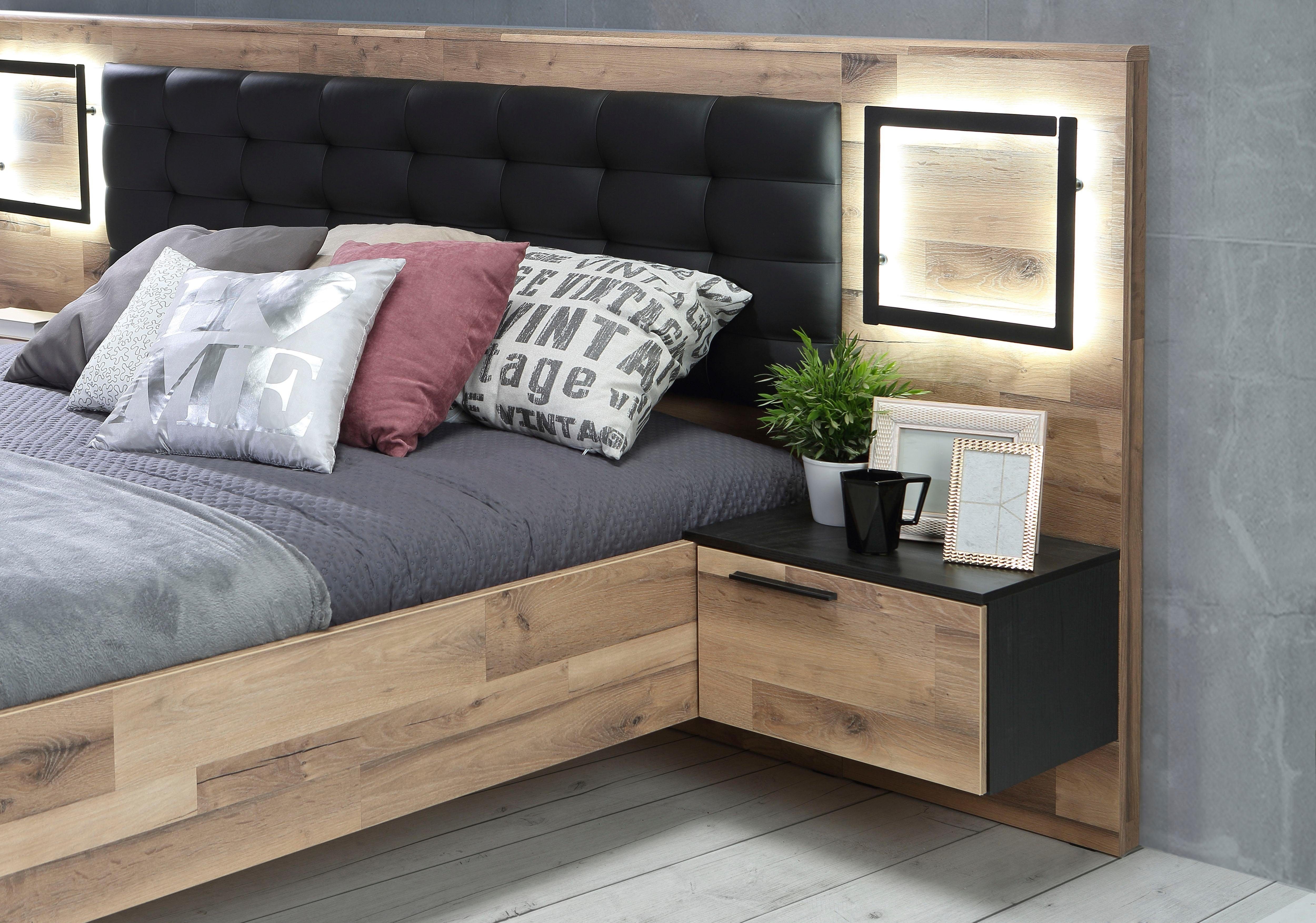 FORTE Ledikant Sirius Crown met ledverlichting en bekleed hoofdbord