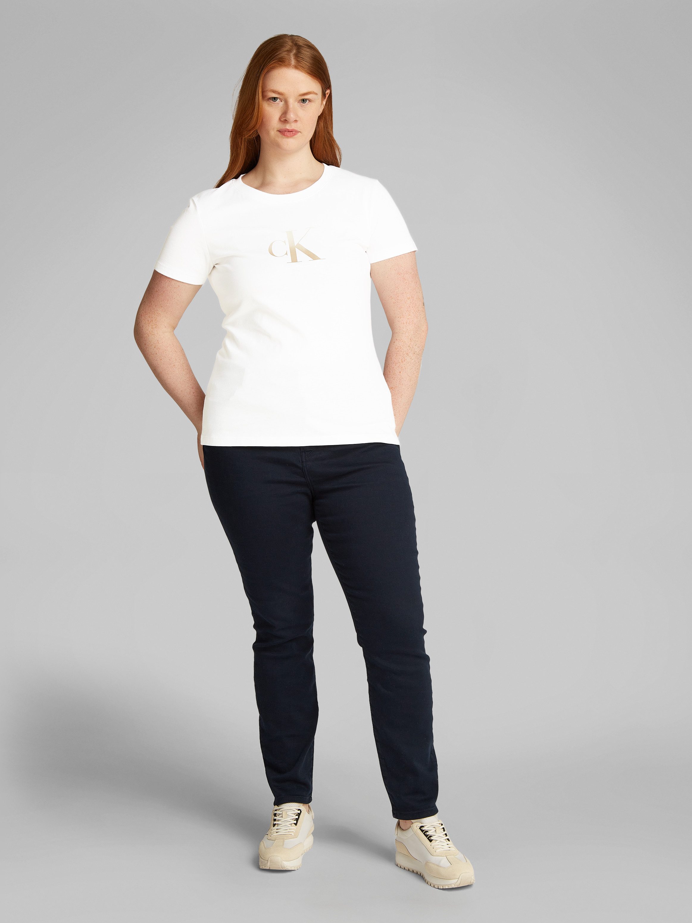 Calvin Klein Jeans Plus T-shirt PLUS GRADIENT CK SLIM TEE in grote maten print met kleurverloop