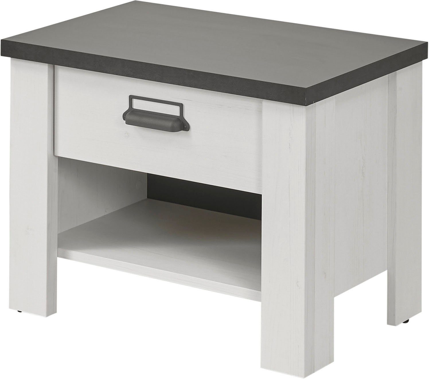 Home affaire Nachtkastje Sherwood met metalen apotheker hangreep, soft-close lade, breedte 60 cm