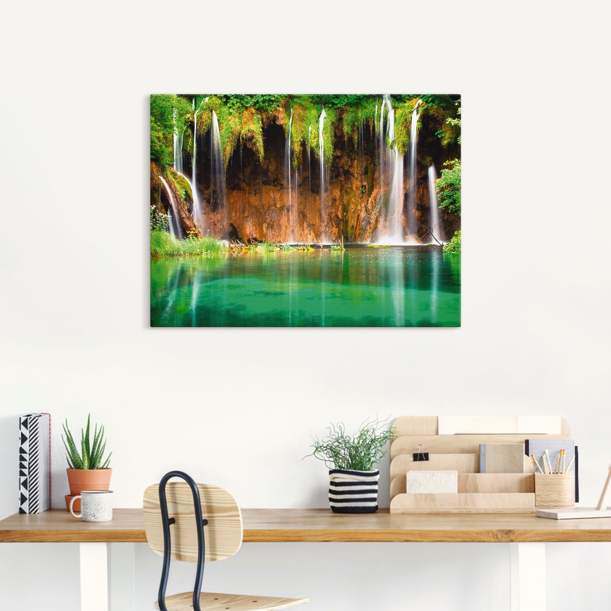 Artland Artprint Mooie waterval in het bos als artprint op linnen, poster in verschillende formaten maten