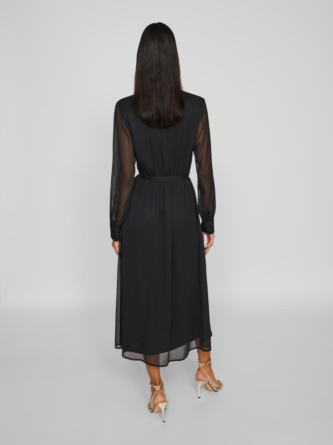 Vila Chiffon jurk VIFALIA V-NECK L S MIDI DRESS NOOS