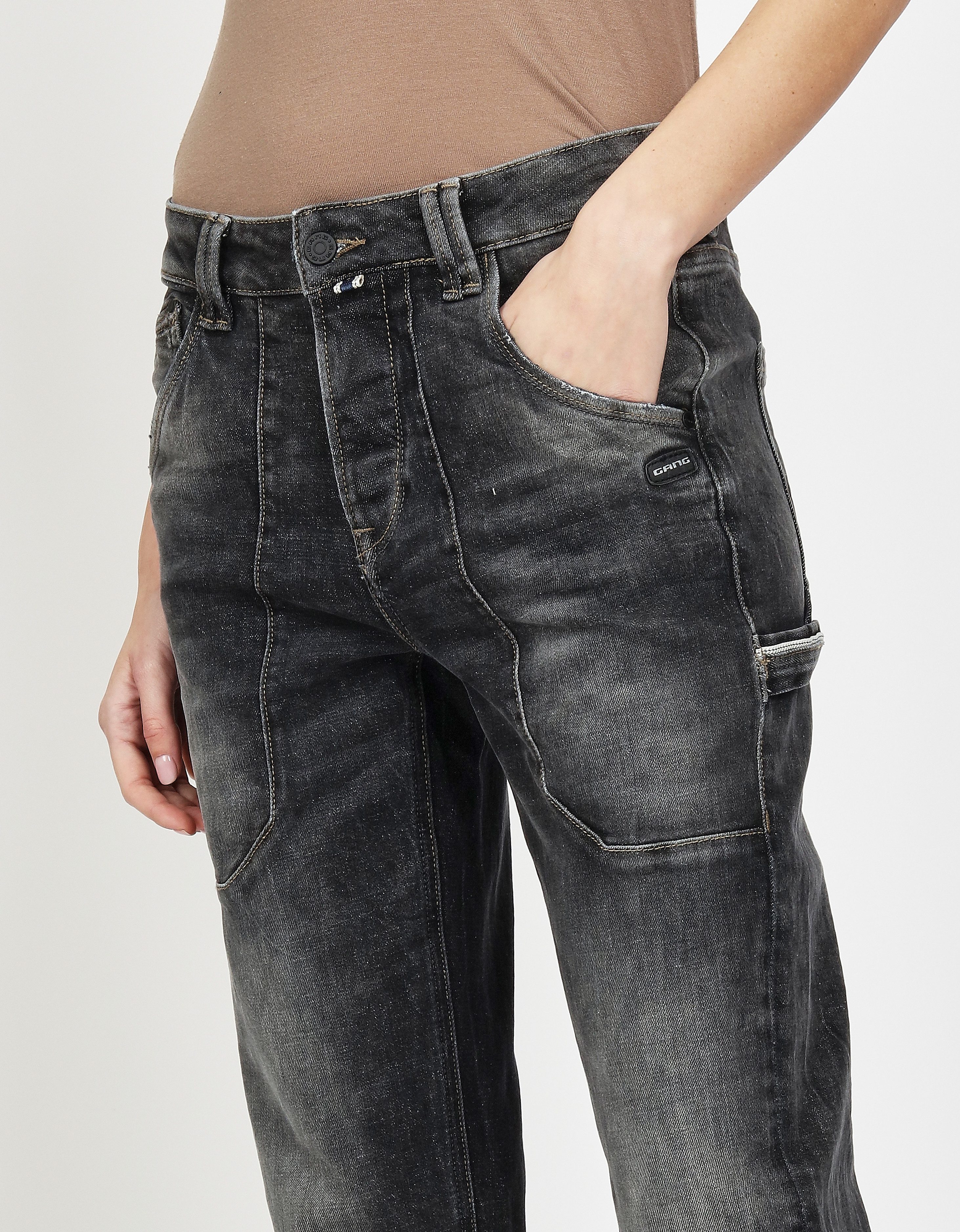 GANG Straight jeans 94THELMA WORKER met opgenaaide zakken en typische werkdetails