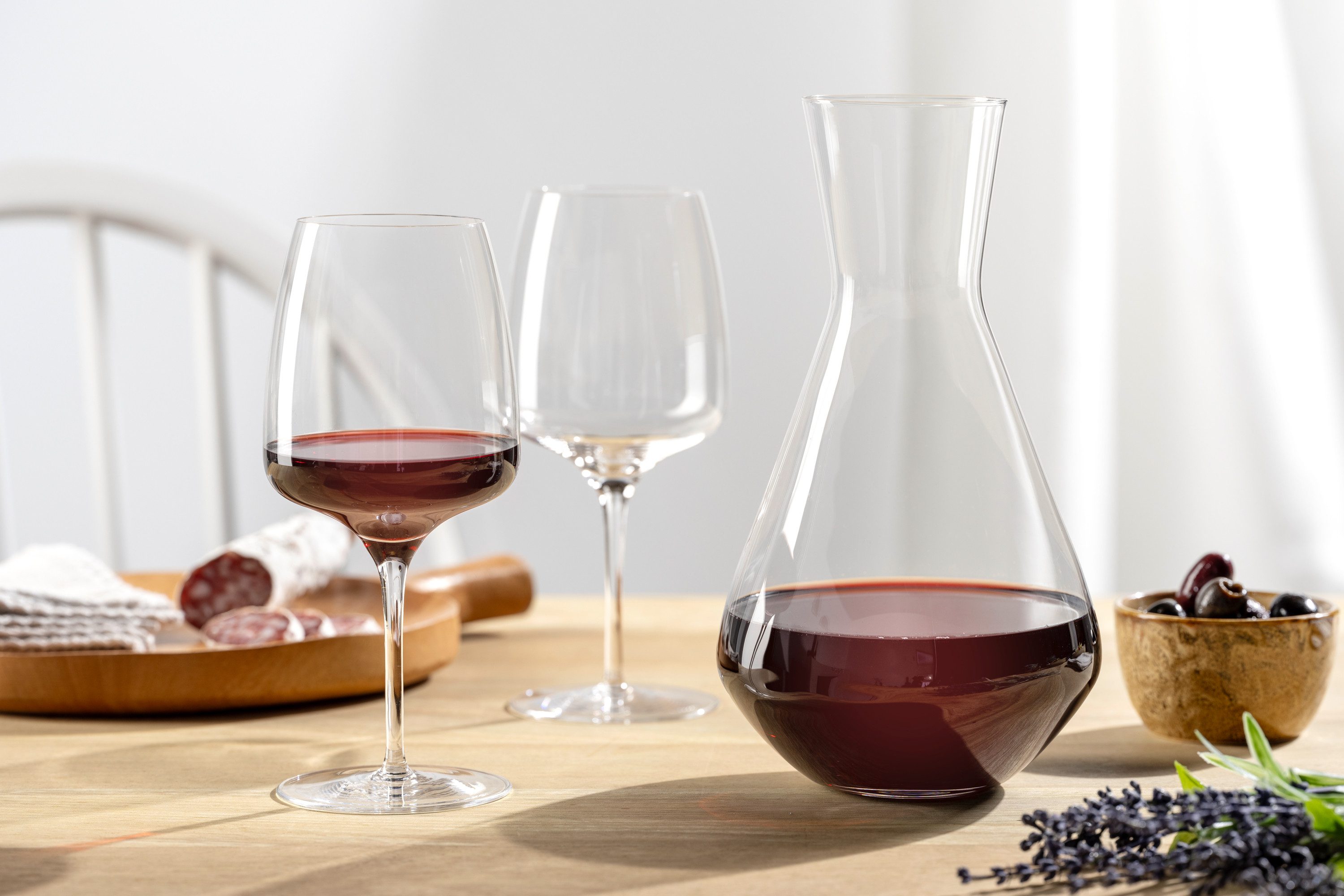 LEONARDO Glazenset Wijn-set CESTI, 3-delig 2 kelkglazen 500 ml, 1 karaf, vaatwasmachinebestendig (set, 3-delig)