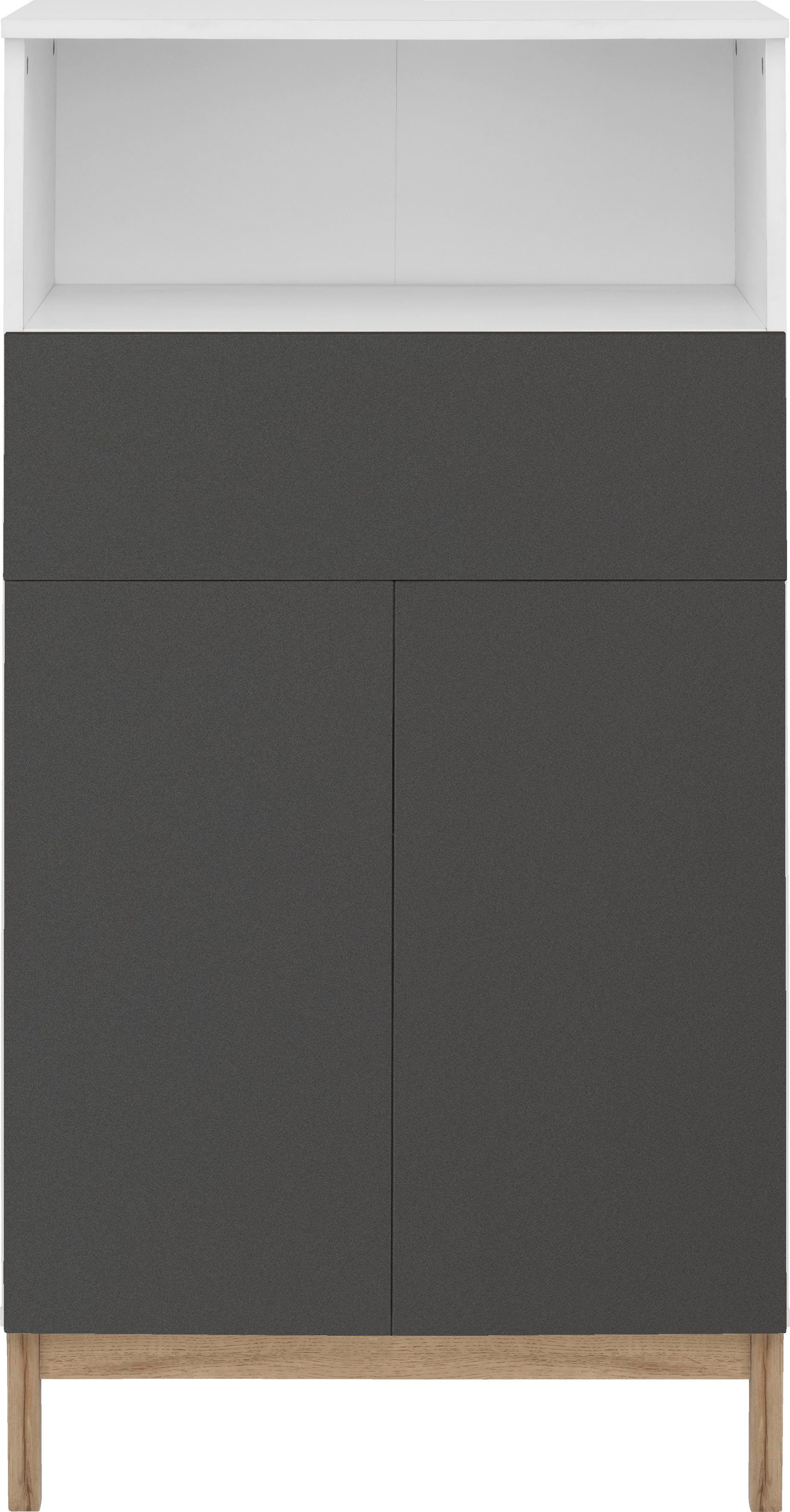 welltime Halfhoge kast Stian met 2 planken achter de deurenset, breedte 60 cm, hoogte 120,5 cm