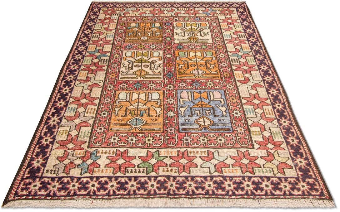 morgenland Vloerkleed Kelim Seide Teppich handgewebt beige-Kelim Teppich - Oriental - 93 x 74 cm - beige