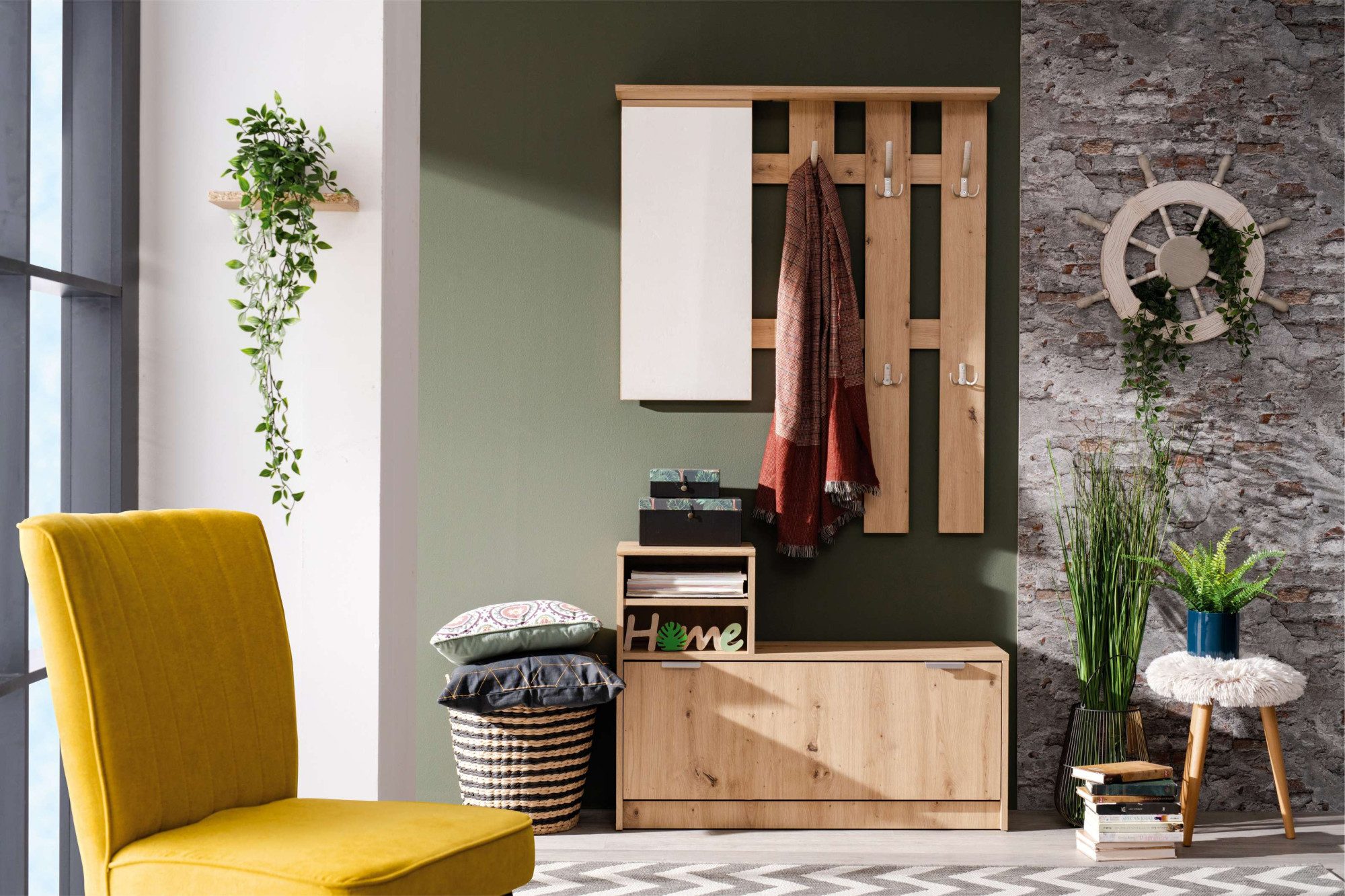 INOSIGN Halmeubelset Ravenna halgarderobe, dielenkast, compacte garderobe, breedte 100 cm (complete set, 2-delig)